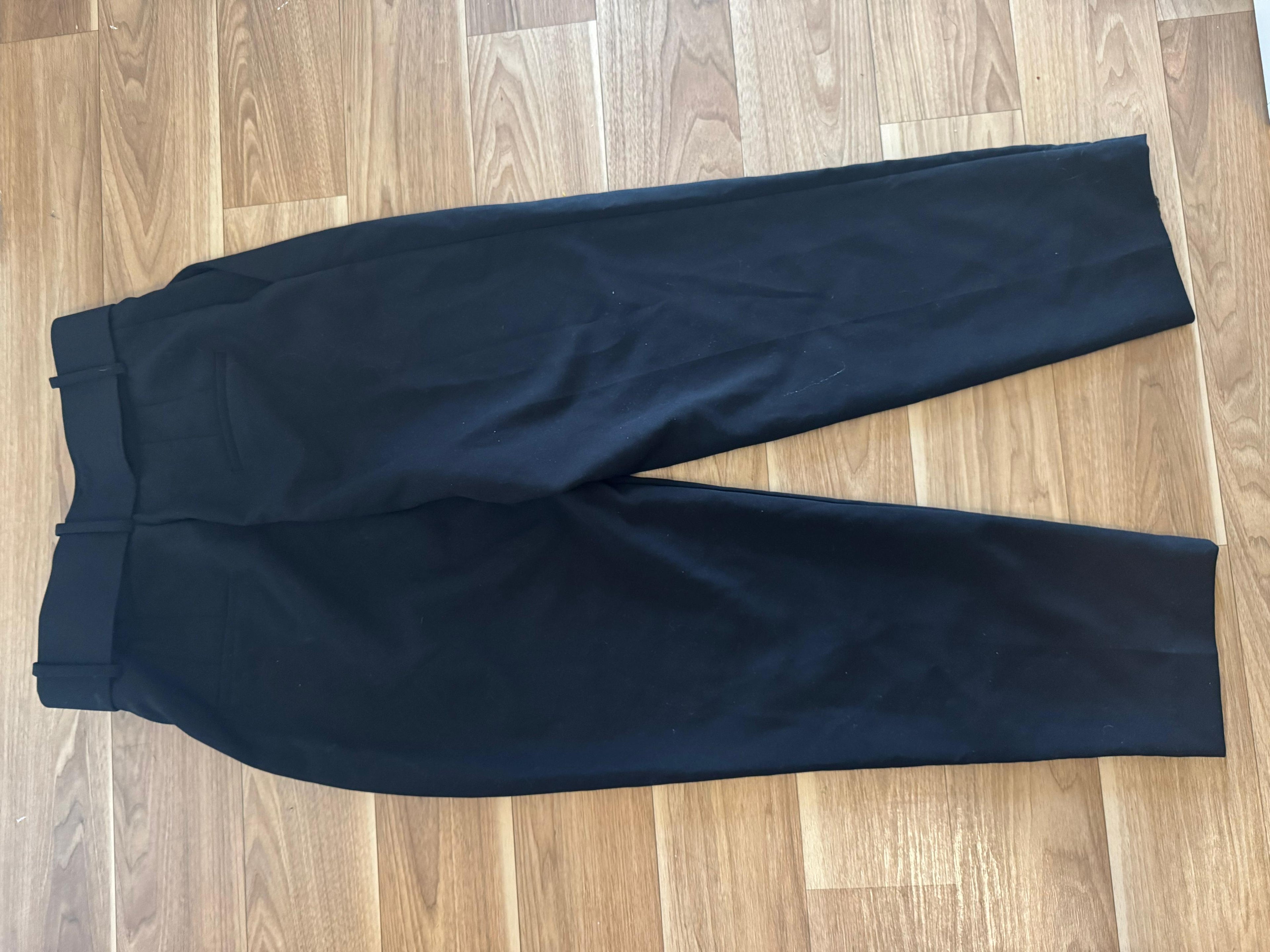 ZARA Paperbag Trousers – Black, Size L, with Belt, Very Good Condition