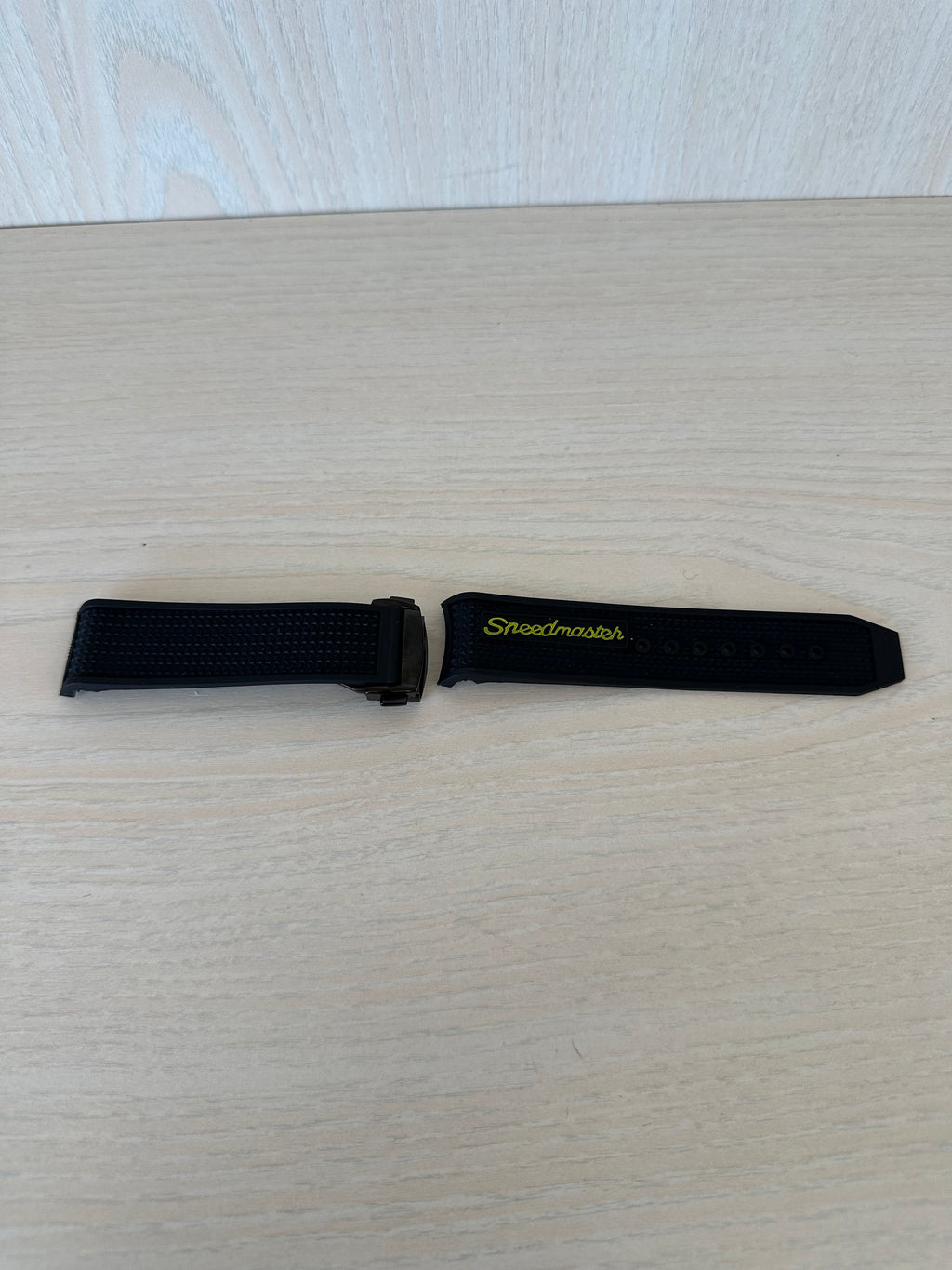 Schwarz/Gelb Kautschuk Armband für Omega Speedmaster Racing 19mm Sehr Gut