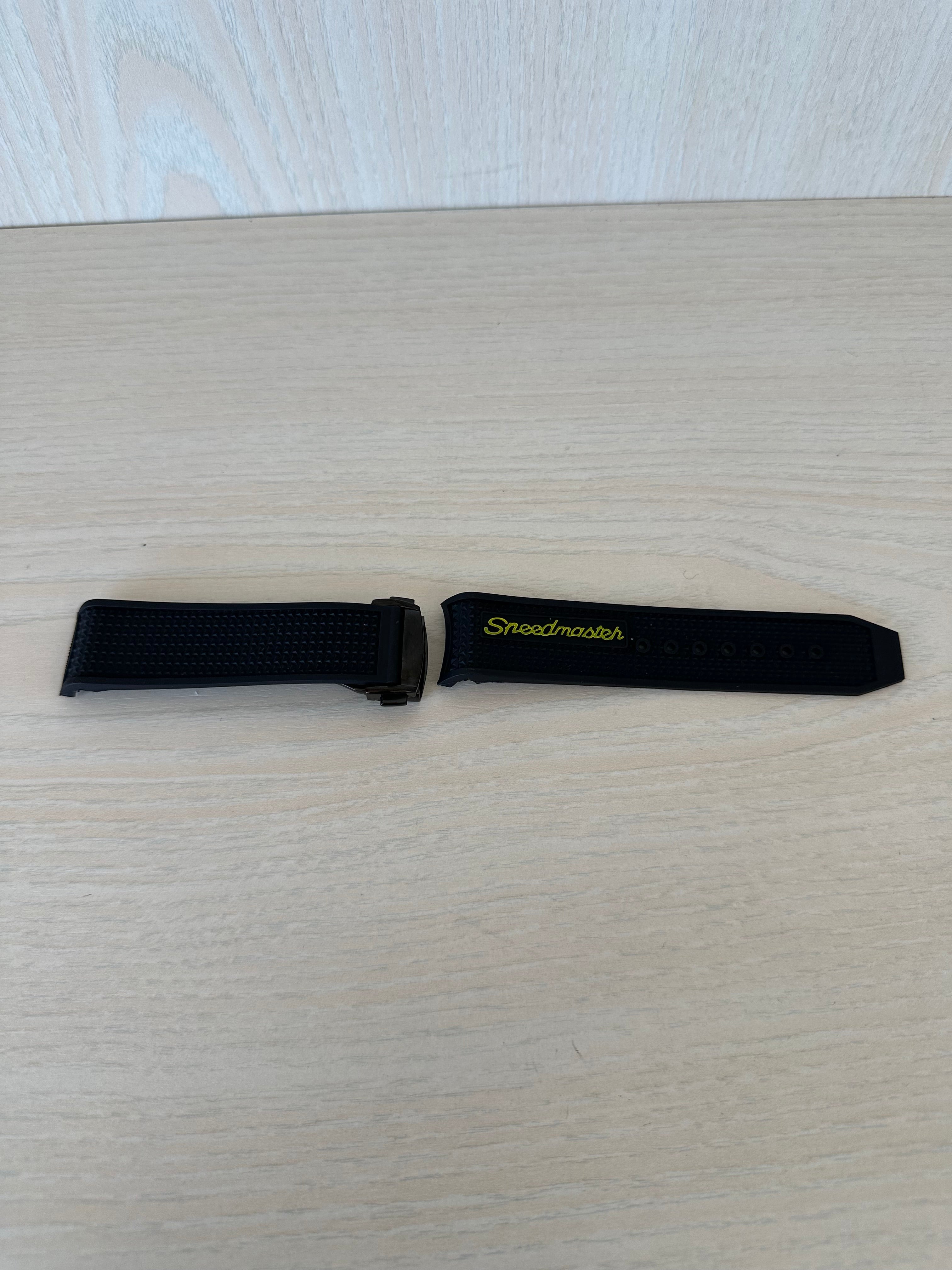Schwarz/Gelb Kautschuk Armband für Omega Speedmaster Racing 19mm Sehr Gut
