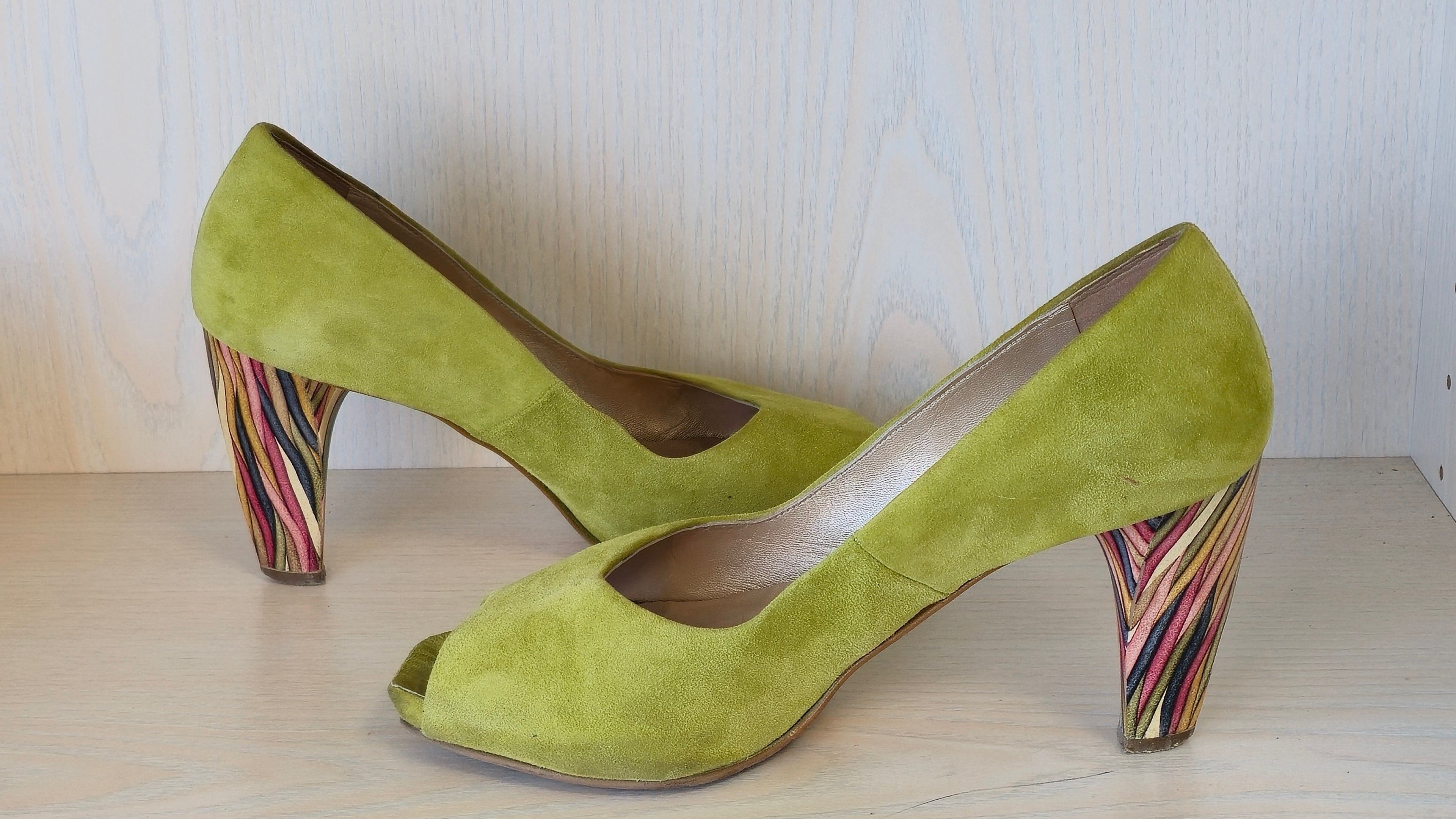 Peter Kaiser Suede Peep-Toe Pumps – Limettengrün, EU 38.5, Gebraucht