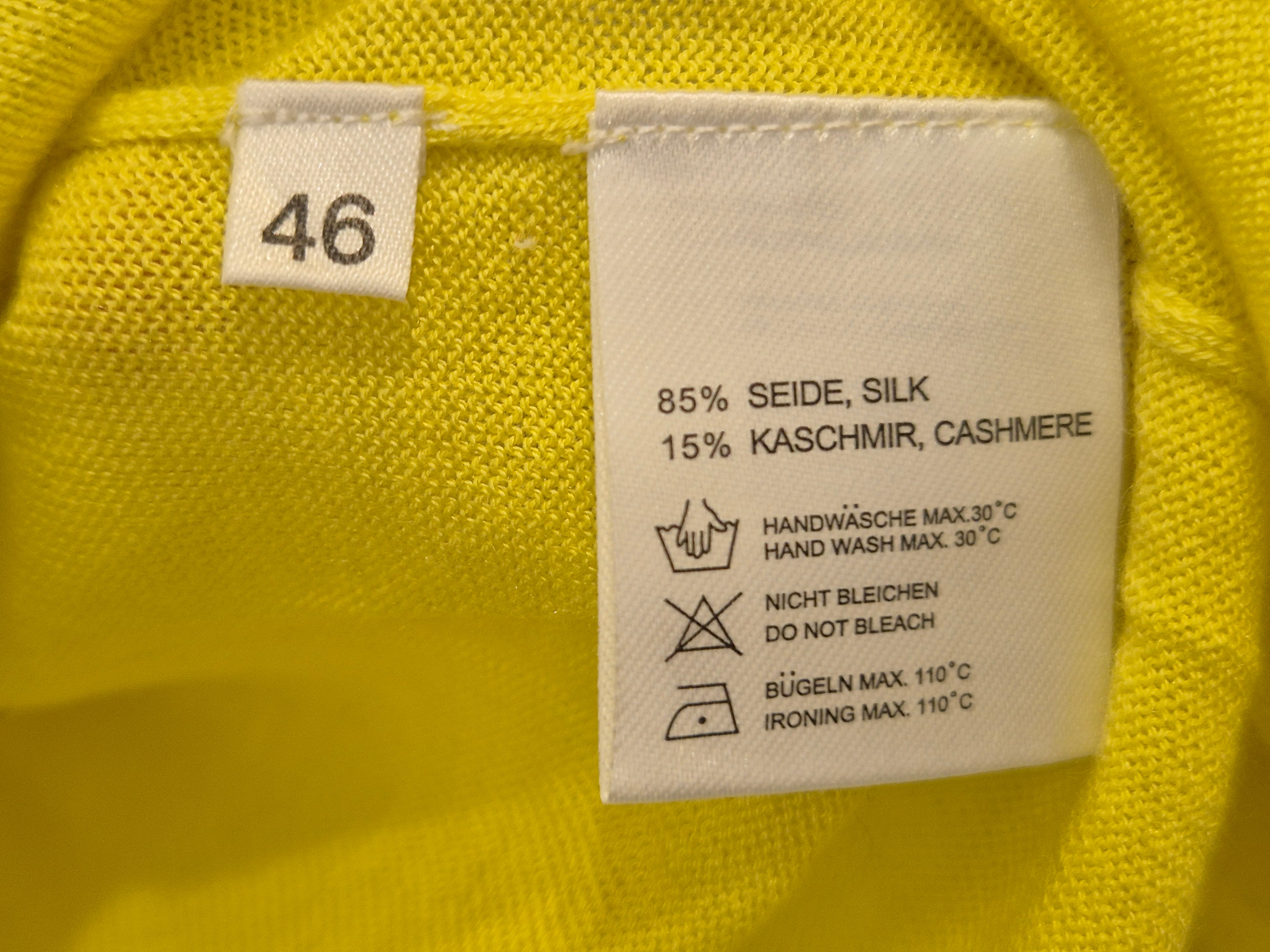 Esisto Seiden-Kaschmir Pullover, Gr. 46 (XL), Zitronengelb, sehr gut