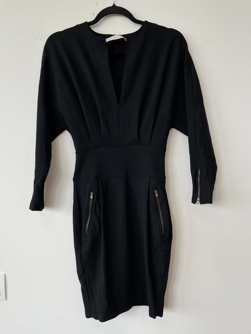 Stella McCartney Tailored Midi Dress Black Size 36 Compact Knit Very Good