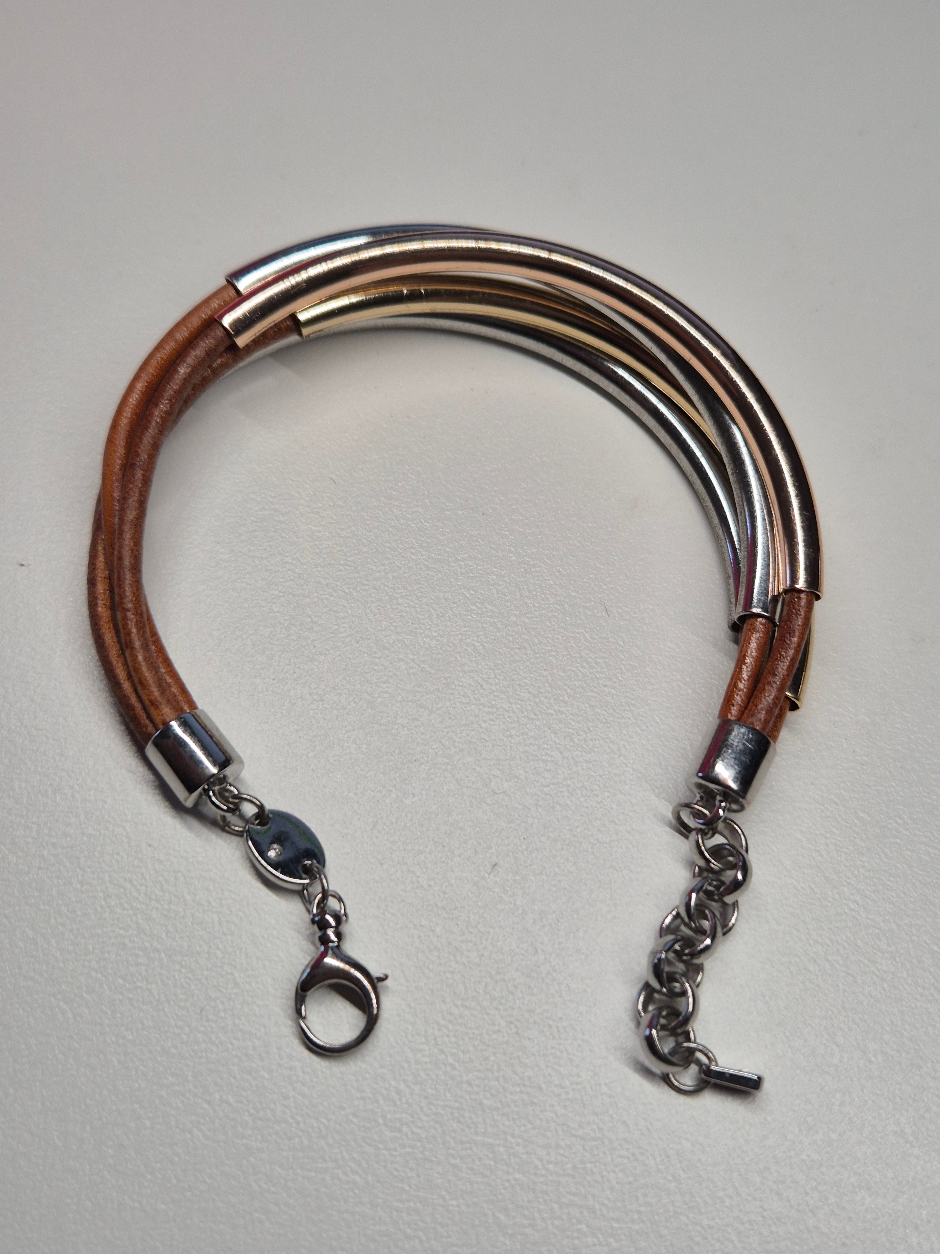 Fossil Lederarmband braun/gold, verstellbar, sehr guter Zustand