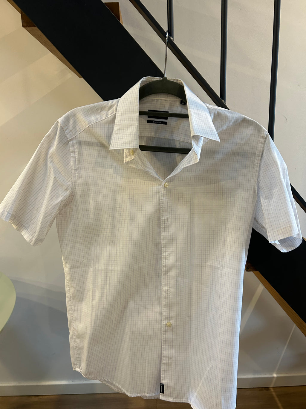Strellson Shaped Fit Short-Sleeve Dress Shirt, Size 38, White, Very Good