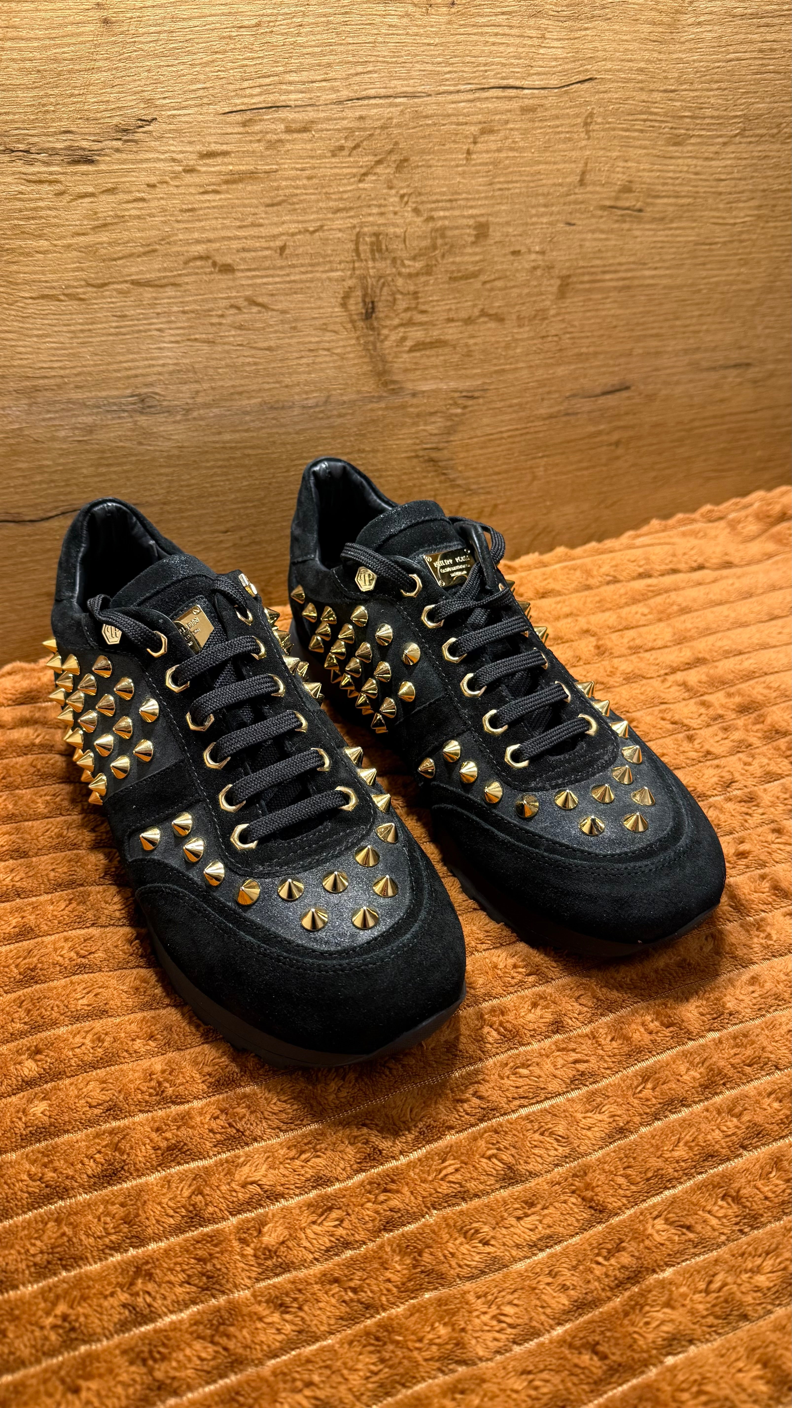 Philipp Plein Goldjungle Damen Sneaker Schwarz Gold 38 EU Wie Neu