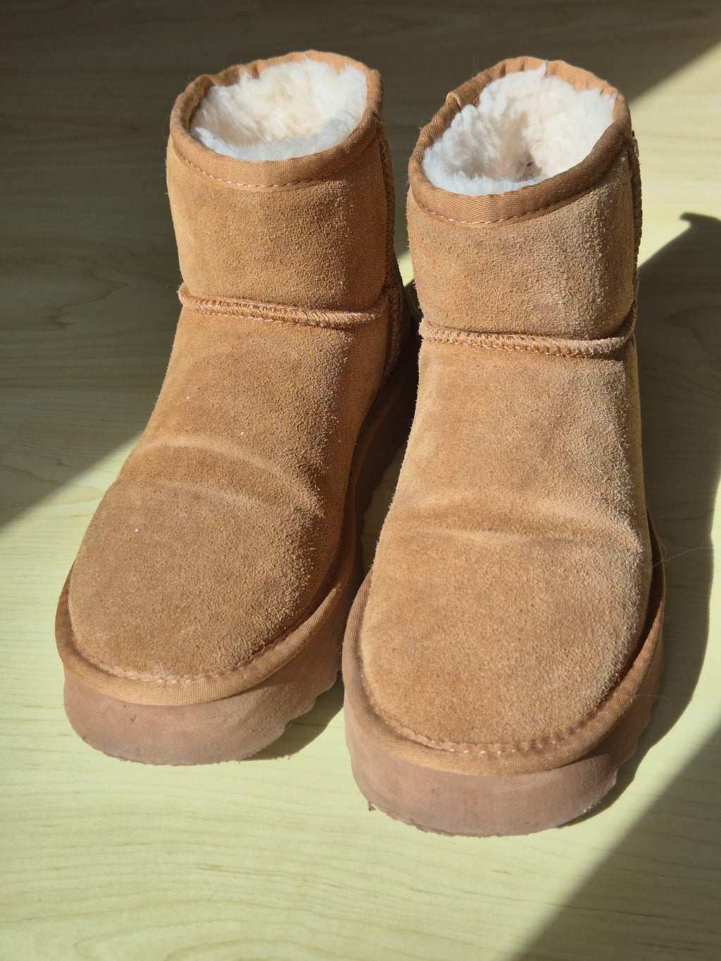 Mexx Damen Stiefeletten Wildleder Lammfellfutter EU 38 Chestnut