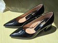 Zara Black Patent Block Heel Pumps, Size 39, Very Good Condition