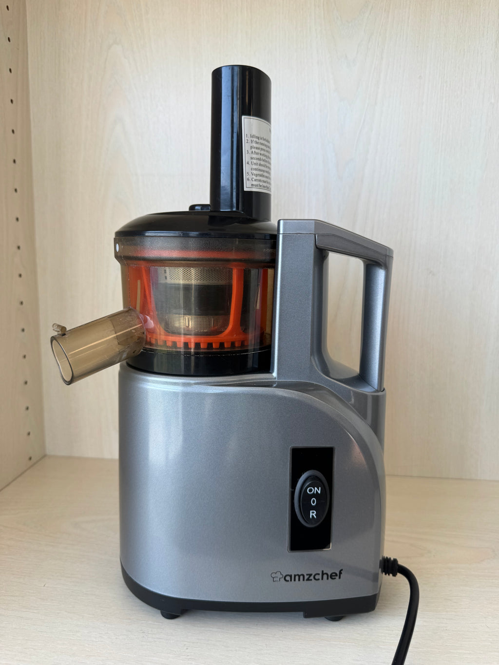 AMZCHEF ZJ5834 Slow Juicer 150W Silber/Schwarz mit Behältern, guter Zustand