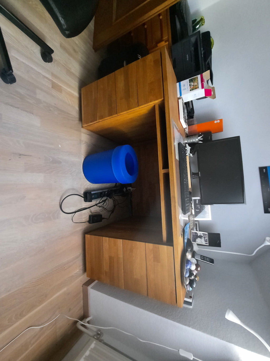 Großer Schreibtisch Eiche Massiv, 150×80 cm, 5 Schubladen, Matt, Sehr Gut