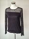 Sandwich Damen Star Pattern Langarmshirt XS Schwarz, sehr guter Zustand