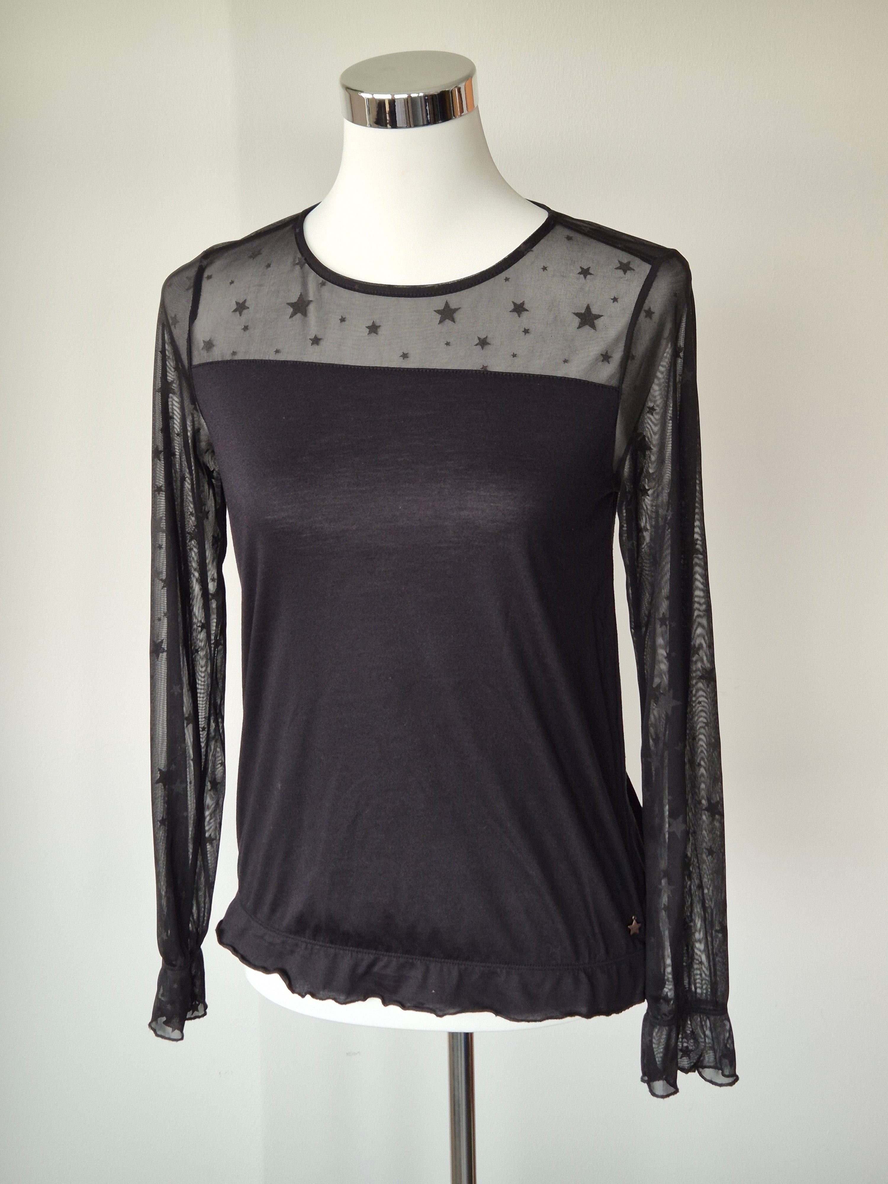 Sandwich Damen Star Pattern Langarmshirt XS Schwarz, sehr guter Zustand