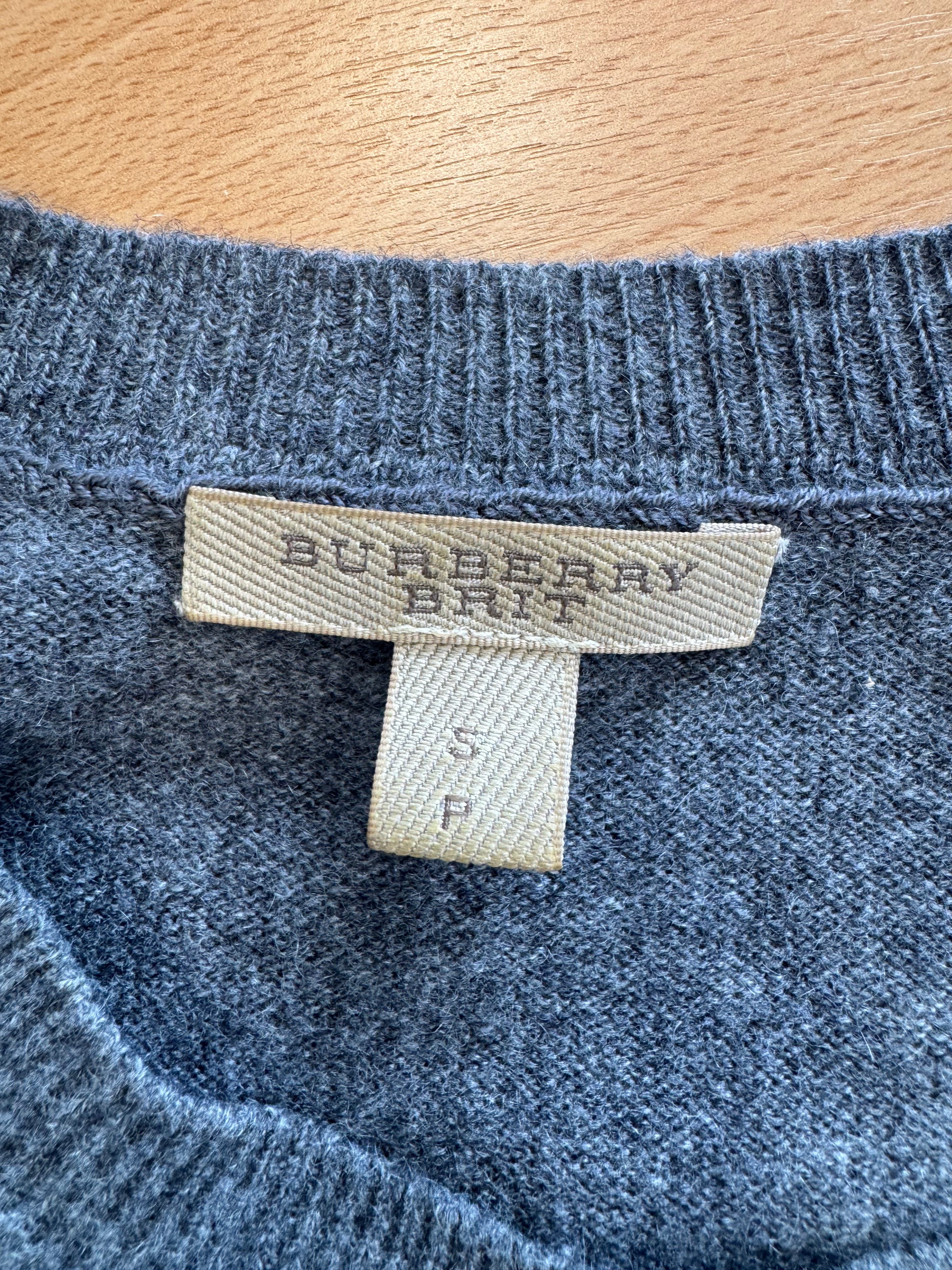 Burberry Kaschmir Crew Neck Pullover Grau Medium Guter Zustand