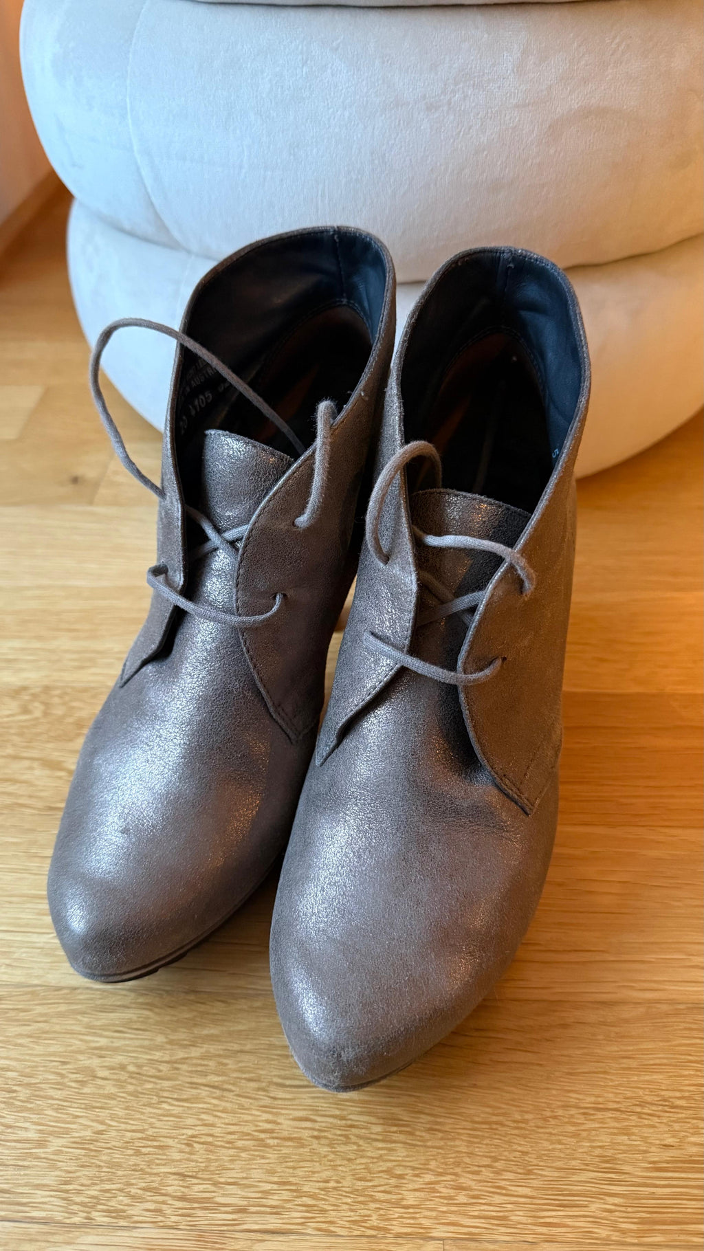 Paul Green Metallic Leather Ankle Boots | Munich | EU 38 UK 5 | 9cm Heel | VG