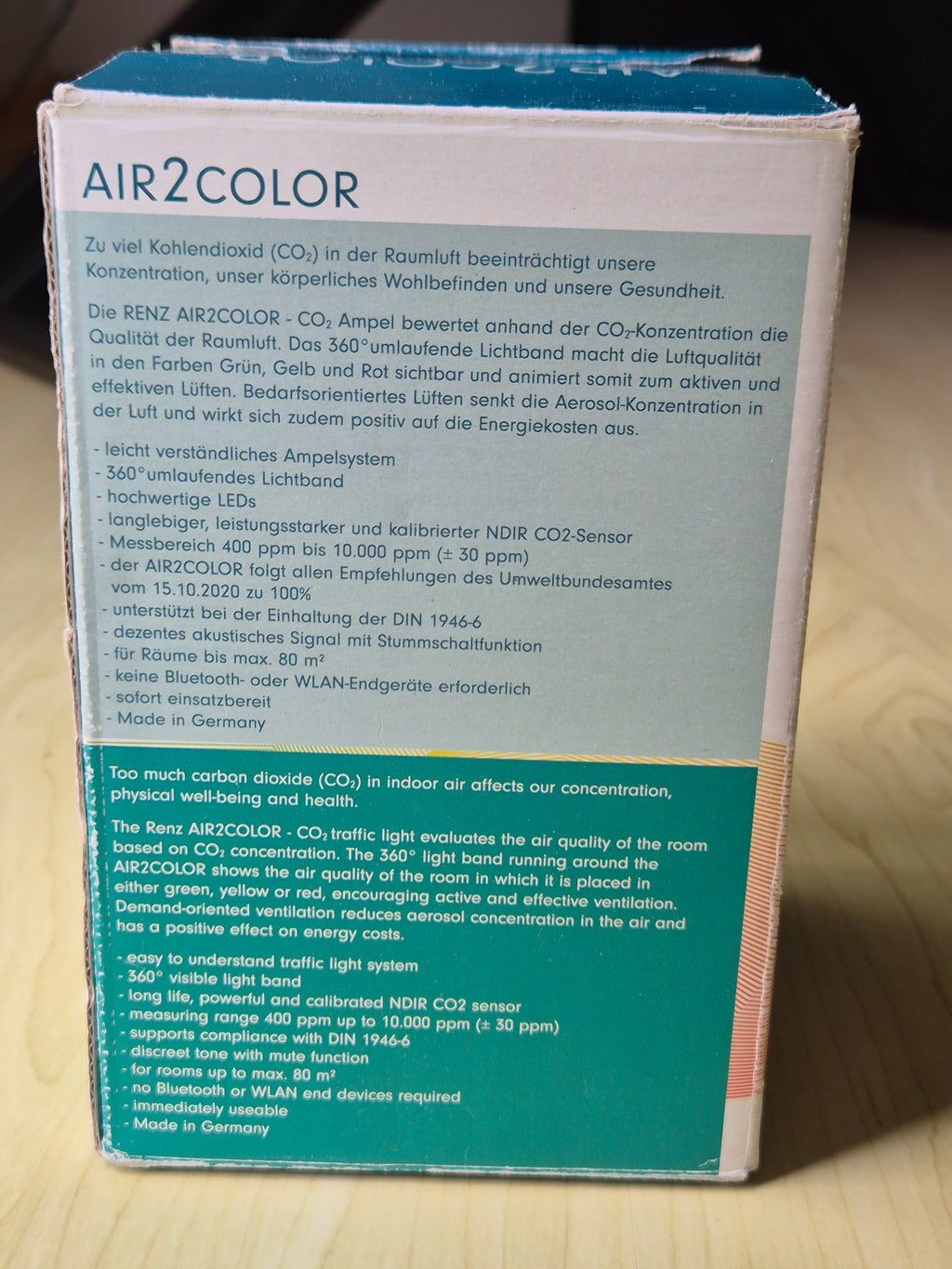 RENZ AIR2COLOR CO₂ Monitor, Kompakt, Weiß/Grau, Sehr guter Zustand