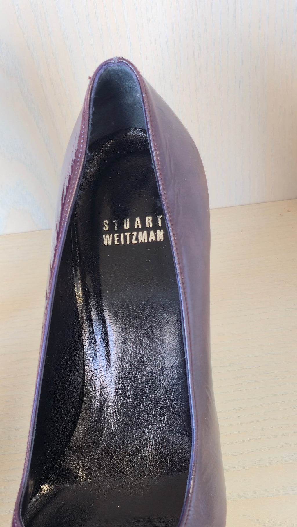 Stuart Weitzman Fever Pumps – Patent Leather, Burgundy, Size 38, Good Condition