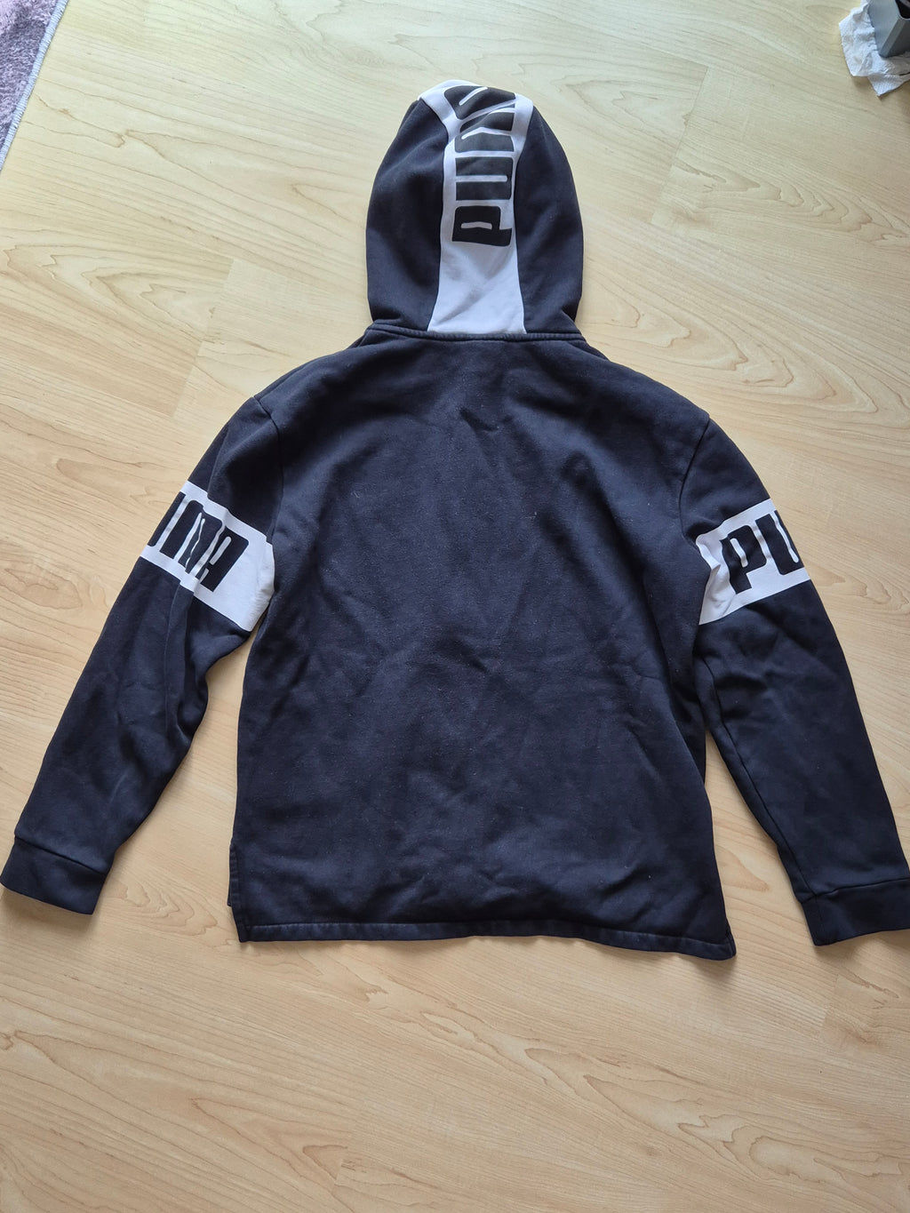 PUMA Power Full-Zip Hoodie – Schwarz/Weiß, Größe M, Gebraucht