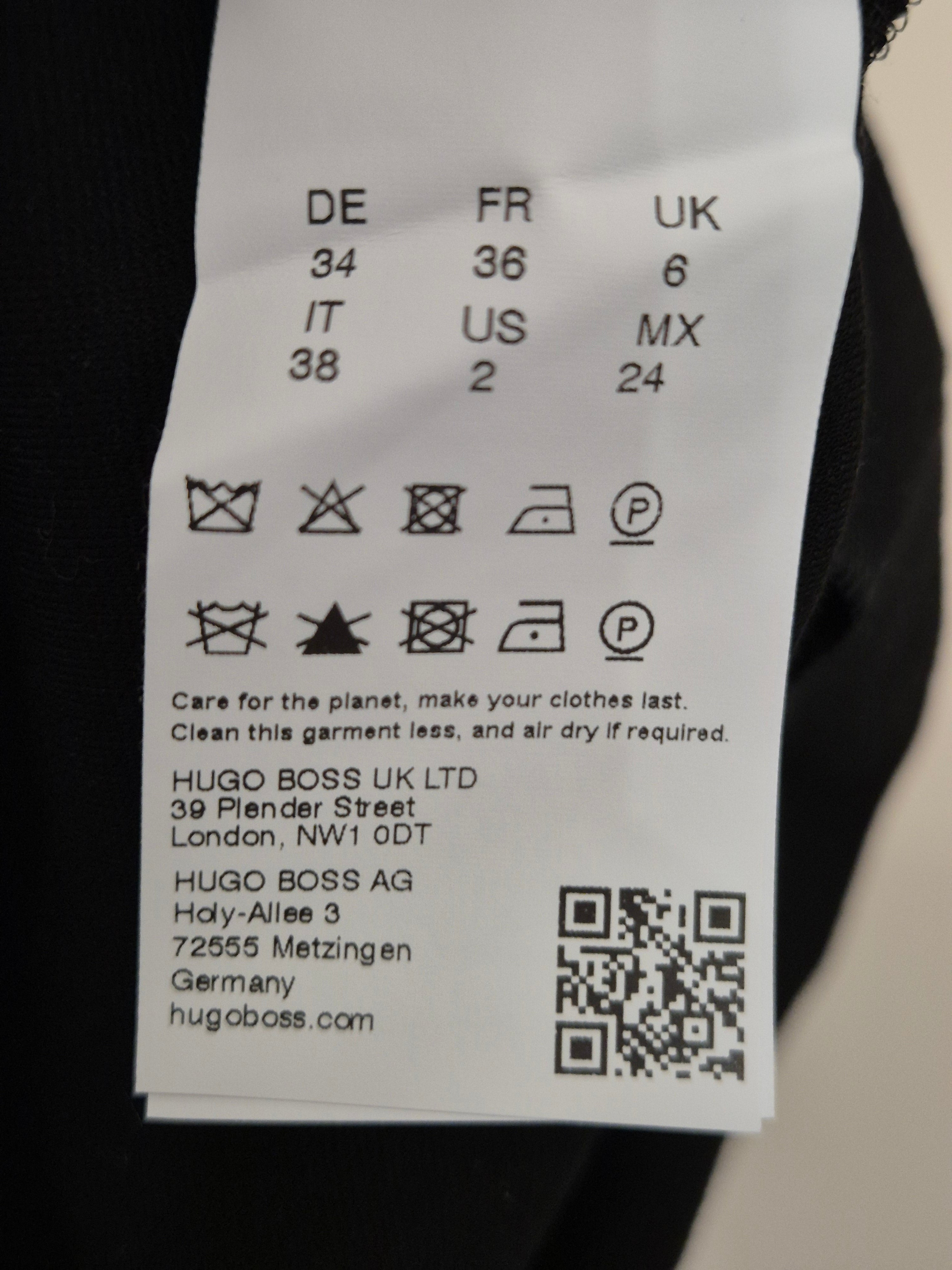 Hugo Boss Kleid Schwarz Baumwollmix Größe 34 Guter Zustand