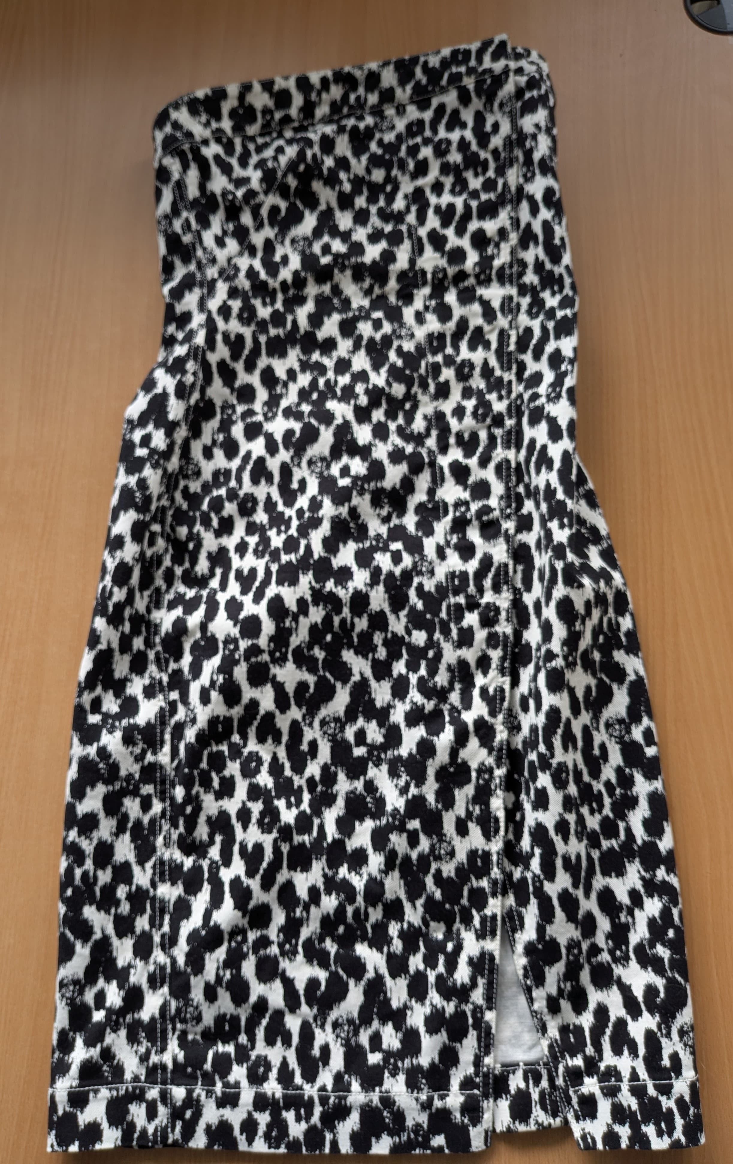 Stella McCartney Leopard Print Strapless Dress, IT 38 XS, Black/White, Very Good