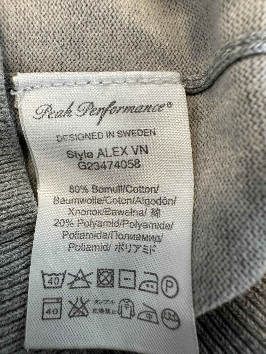 Peak Performance Grey V-Neck Sweater Men's Large – Good Condition
