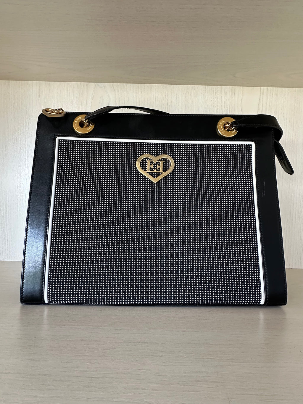 Vintage Escada Patent Heart Shoulder Bag, Medium, Black Leather, Very Good