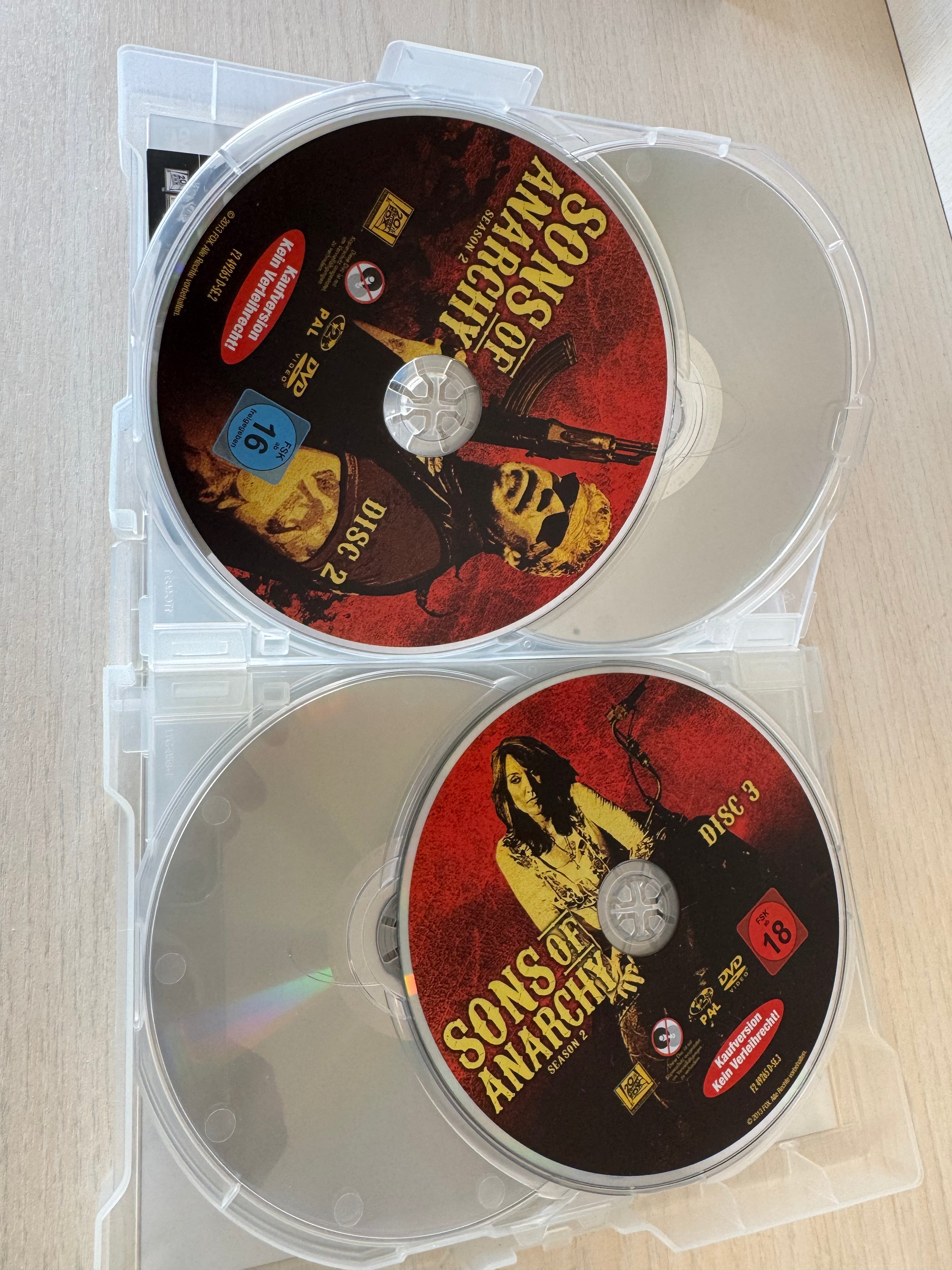 Sons of Anarchy Seasons 1-3 DVD Box Set + Patch, Region 2, Good Condition