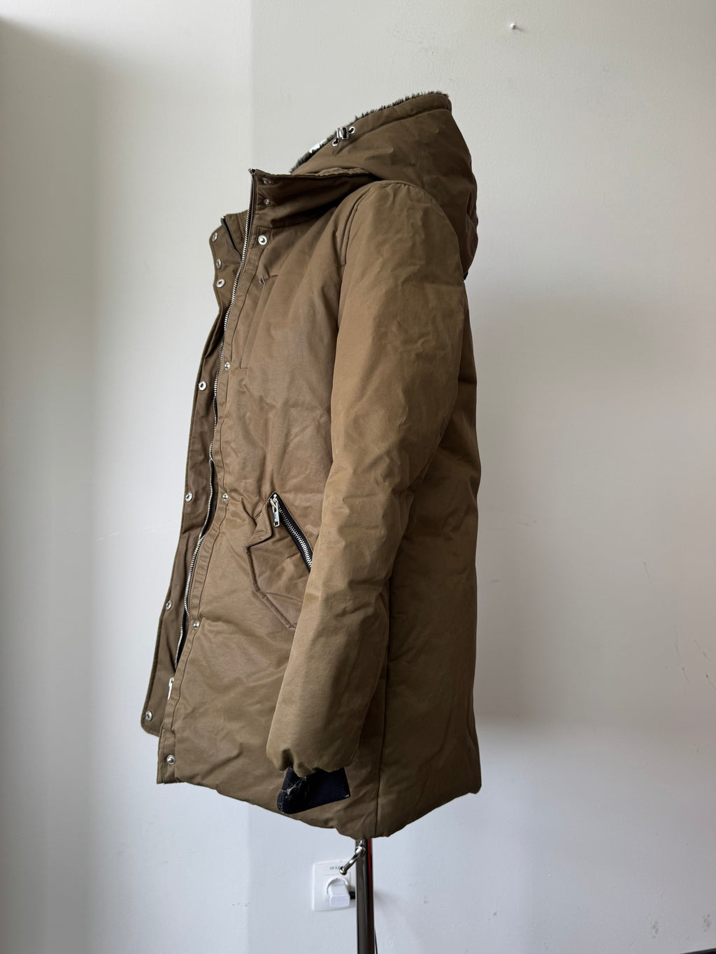 Mango Casual Parka Women’s M Khaki-Brown Faux Fur Hood Normal Use