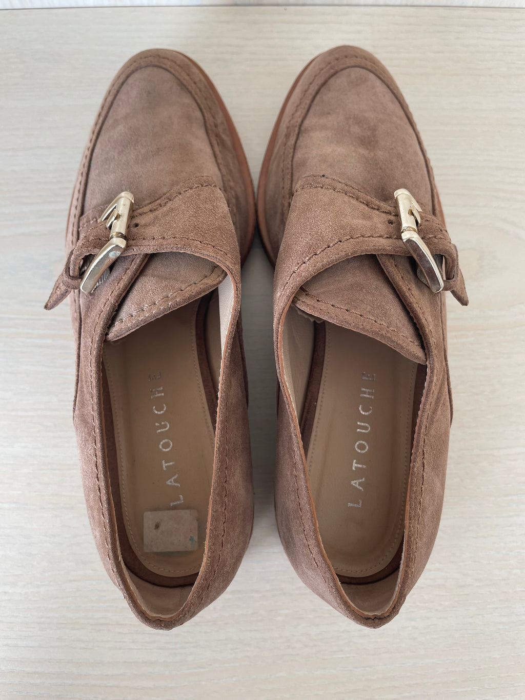 Latouche Classic Loafer Wildleder Beige Schnalle EU 37 Sehr Gut