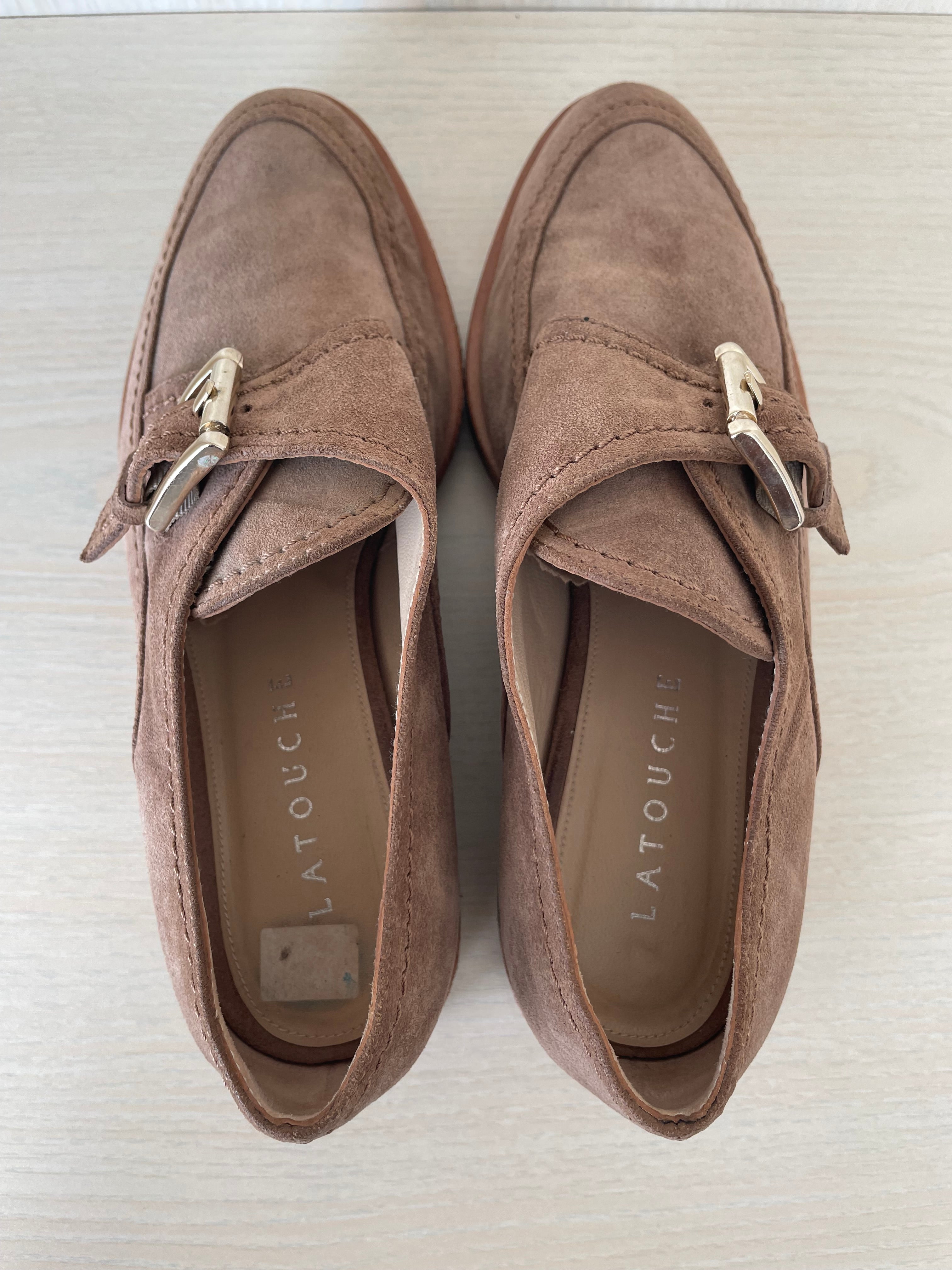 Latouche Classic Loafer Wildleder Beige Schnalle EU 37 Sehr Gut