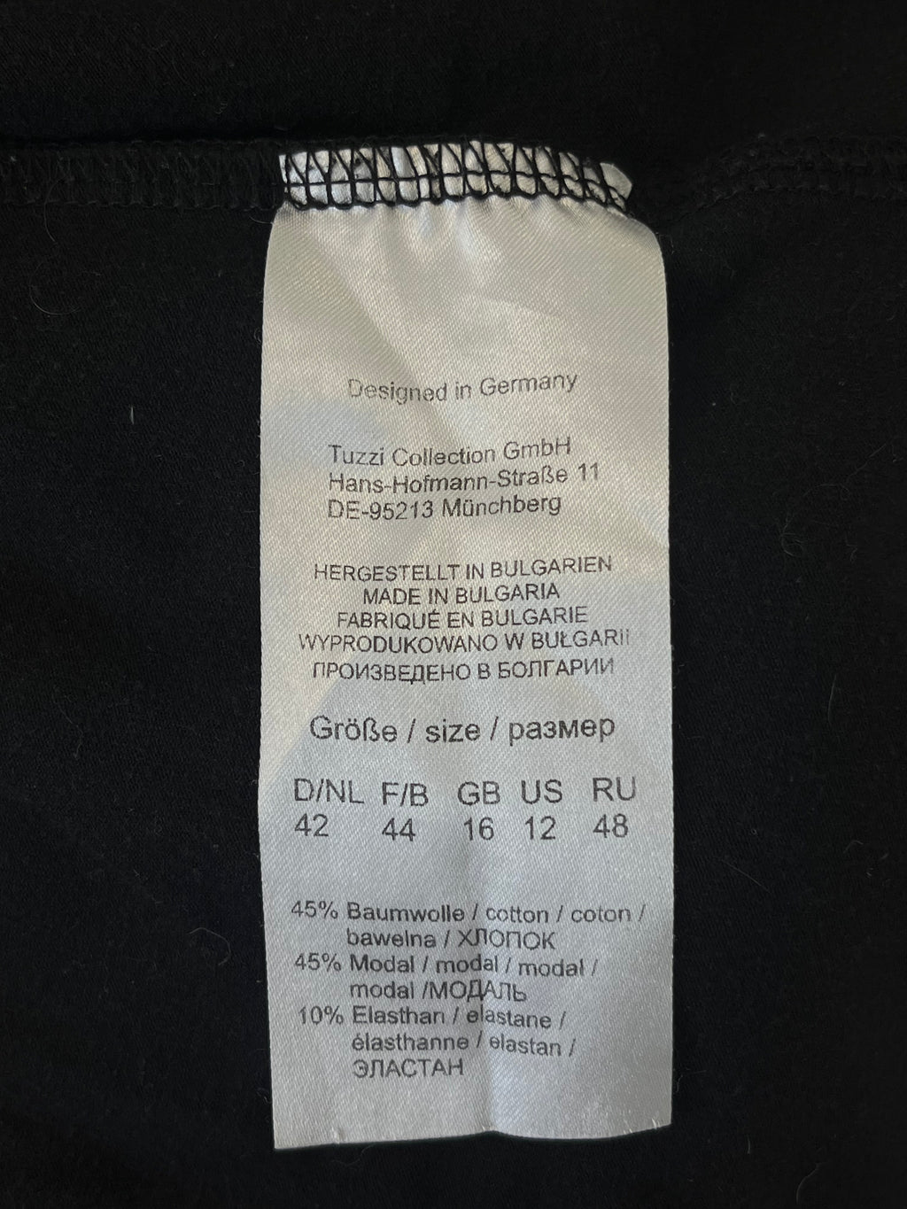 TUZZI Damen Rollkragen Langarmshirt Schwarz EU 42 Baumwolle/Modal Guter Zustand