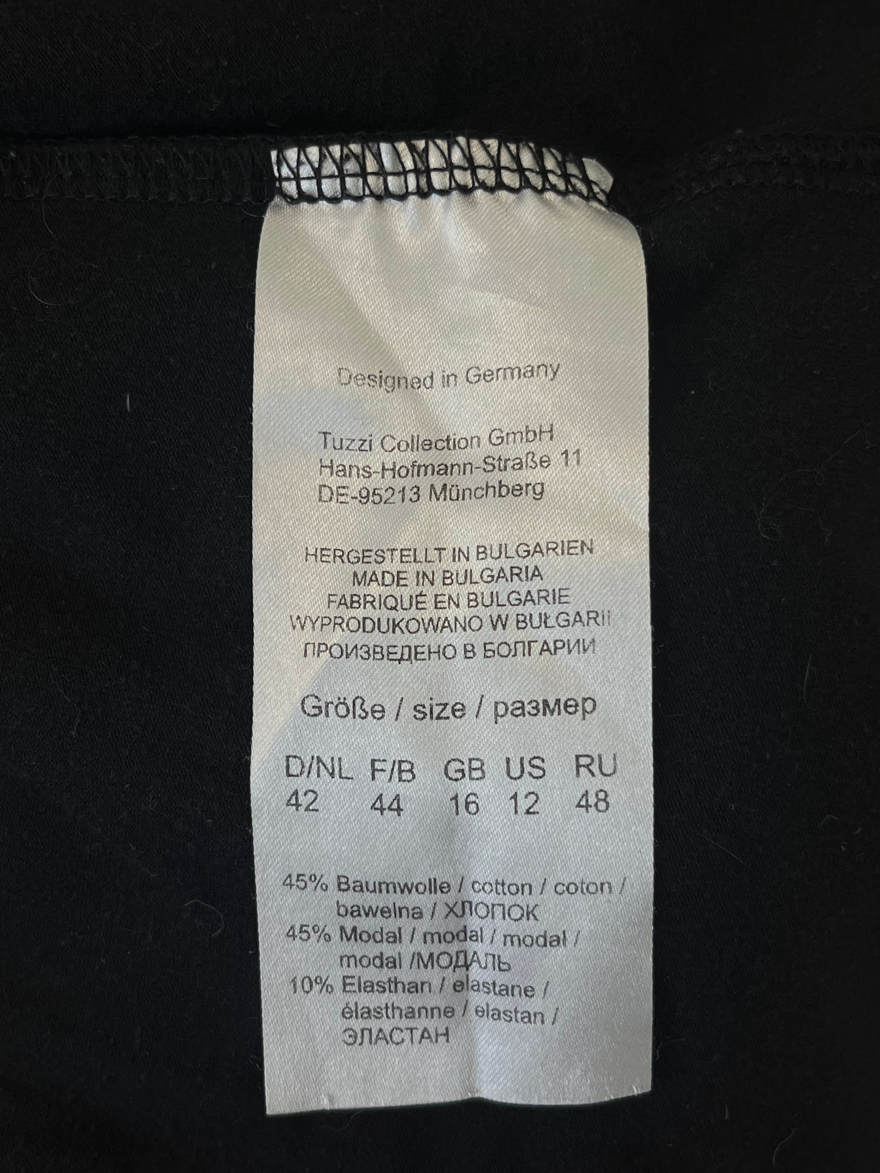 TUZZI Damen Rollkragen Langarmshirt Schwarz EU 42 Baumwolle/Modal Guter Zustand
