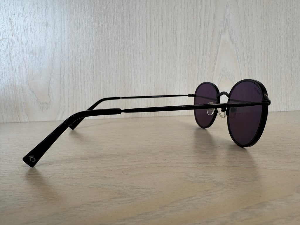 Moken Retro Round Sunglasses – Metal Frame, Black, Medium, Poor Condition