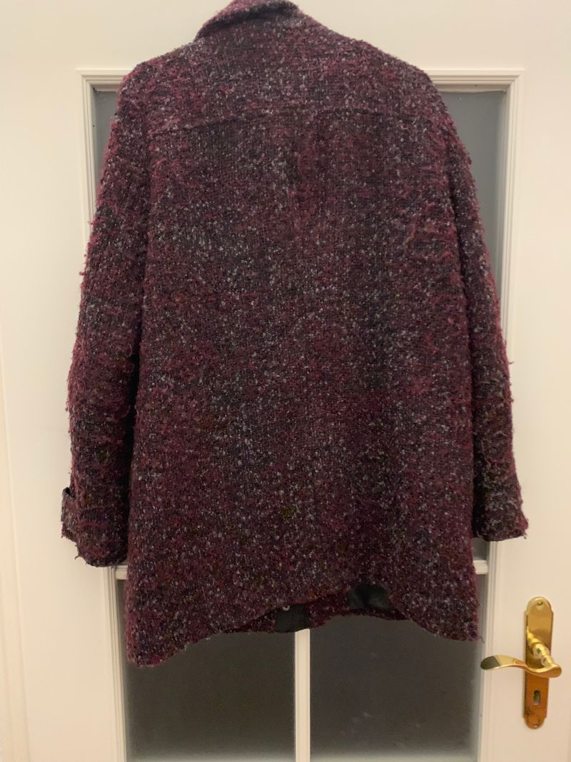 Esprit Tweedmantel, Wollmix, EU 36, pflaumenlila, sehr guter Zustand