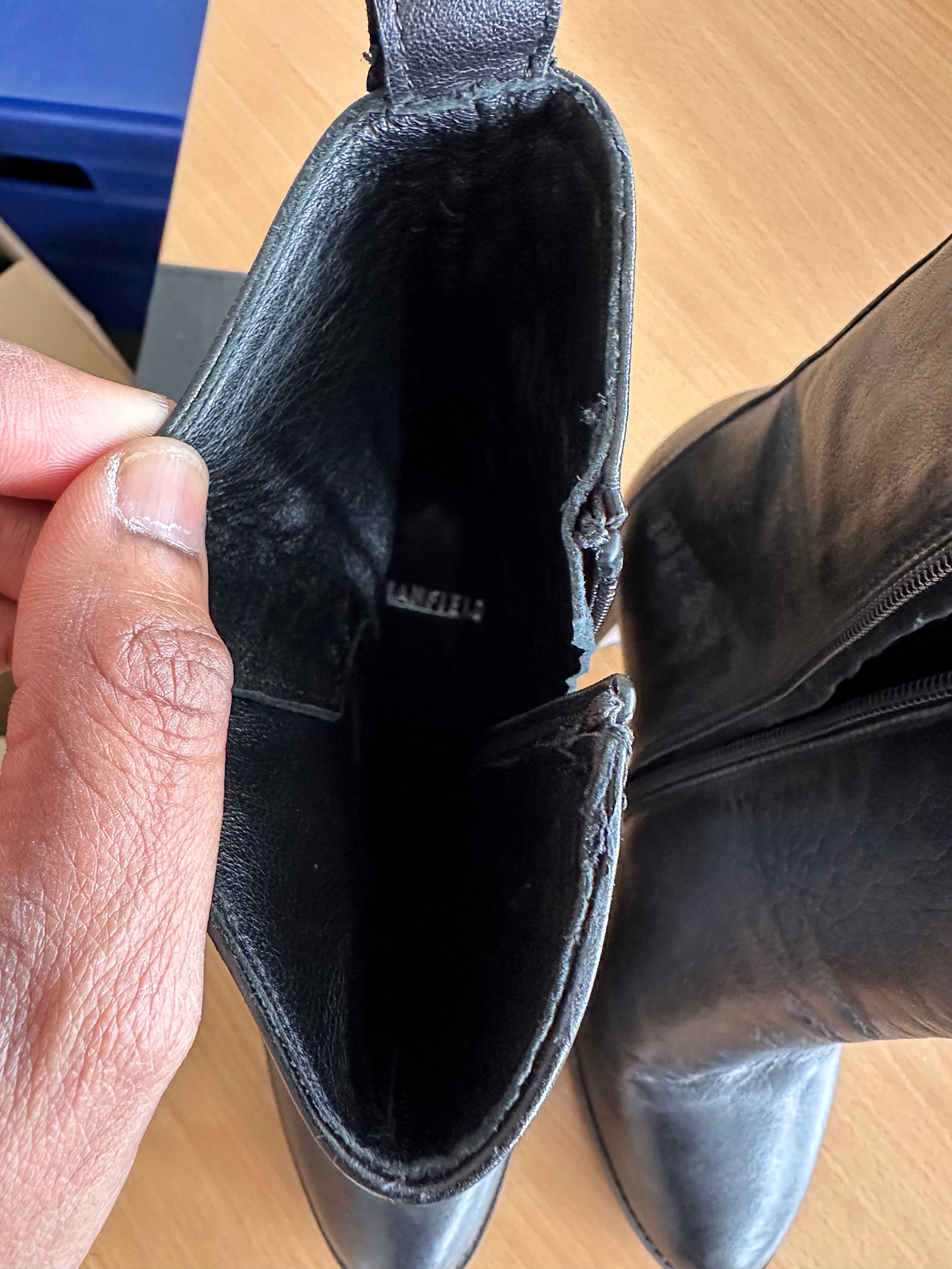 Manfield Leder Stiefeletten – Schwarz, Blockabsatz, Gr. 40, Sehr guter Zustand