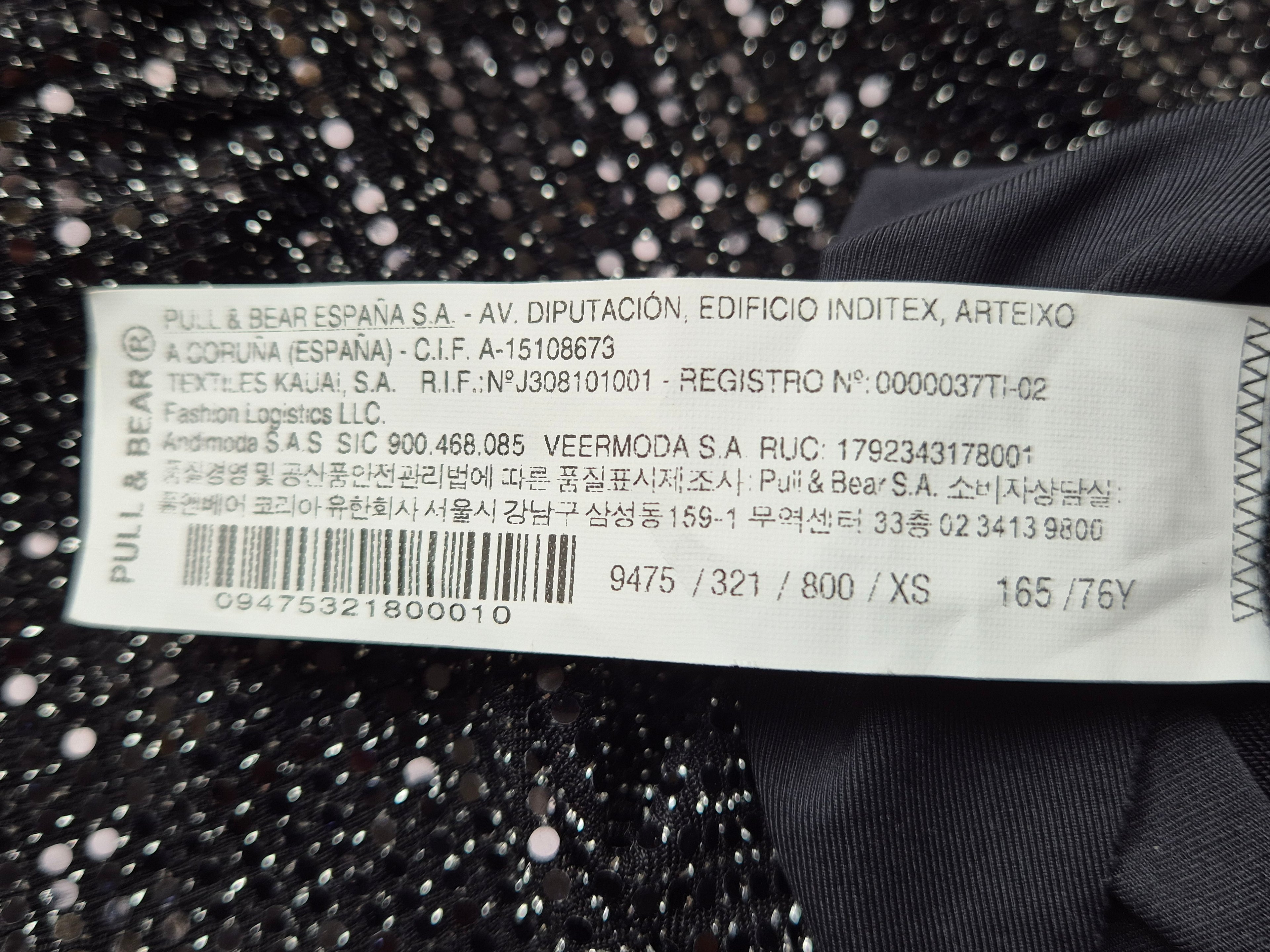 Pull&Bear Sequin Long Sleeve Bodysuit | XS | Black | Very Good