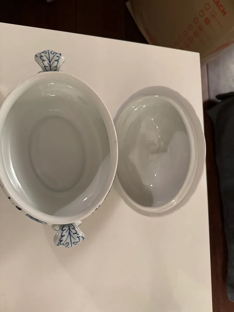 Hutschenreuther Suppenterrine Blau Zwiebelmuster Porzellan mit Deckel, VG