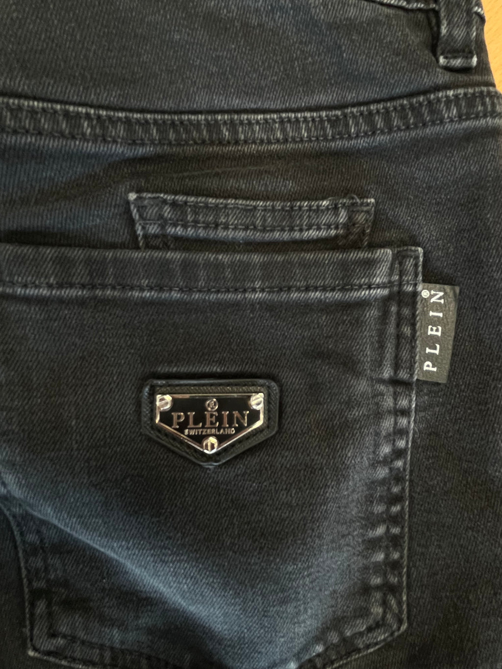 Philipp Plein Super Straight Cut Black Out Jeans W33 Black/Red, Good Condition