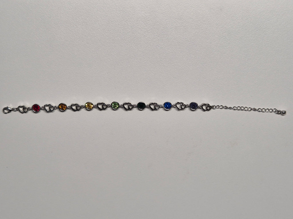 MKM Design Regenbogen Herz Armband | Verstellbar 16–20 cm | Silberfarben | Top