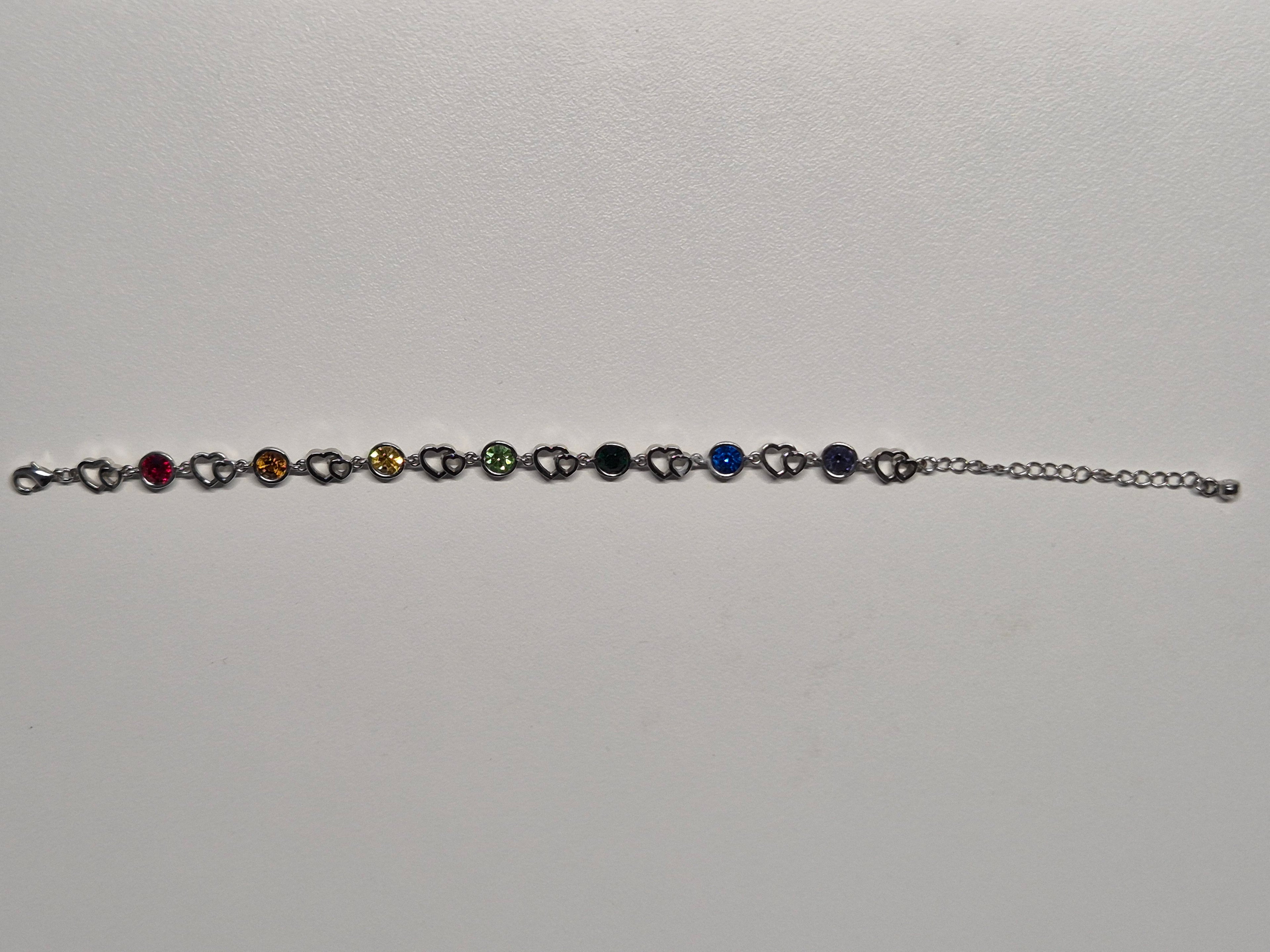 MKM Design Regenbogen Herz Armband | Verstellbar 16–20 cm | Silberfarben | Top