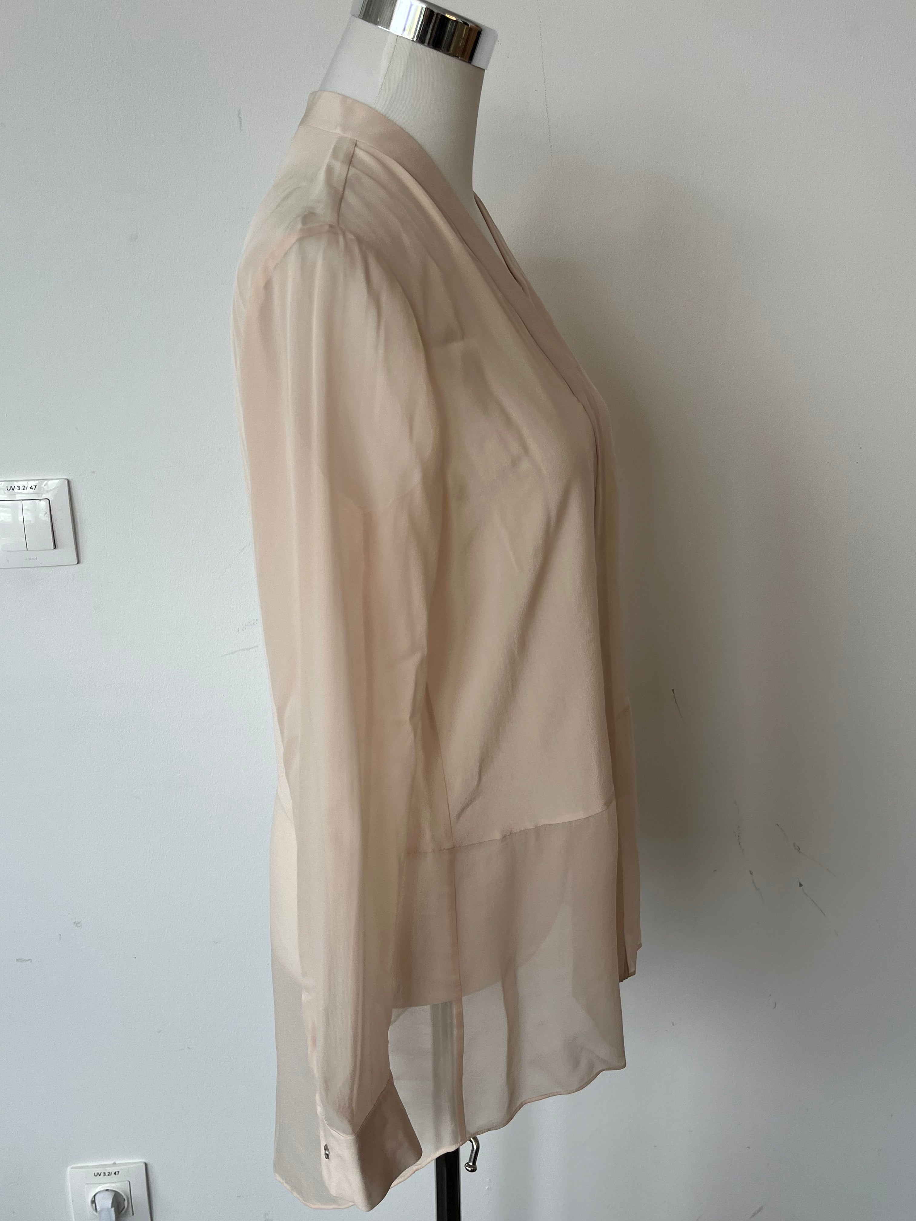 Massimo Dutti Classic V-Neck Blouse Ivory EU 38 Very Good Condition