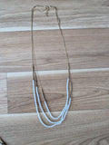 LOFT Layered Gold & White Beaded Necklace, 32, Very Good Condition