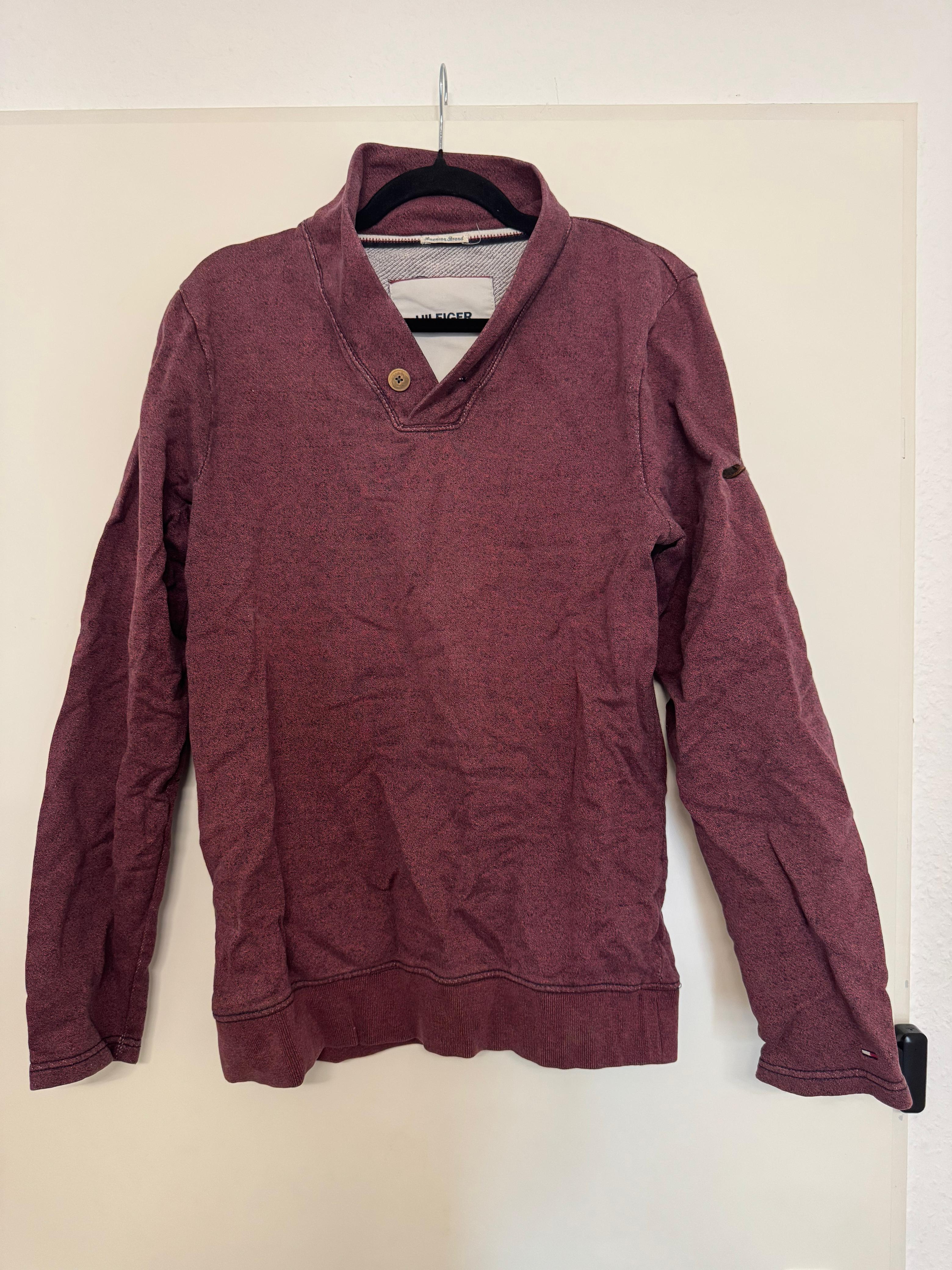 Tommy Hilfiger Denim Men’s Shawl Collar Sweater Bordeaux Size M Good Condition