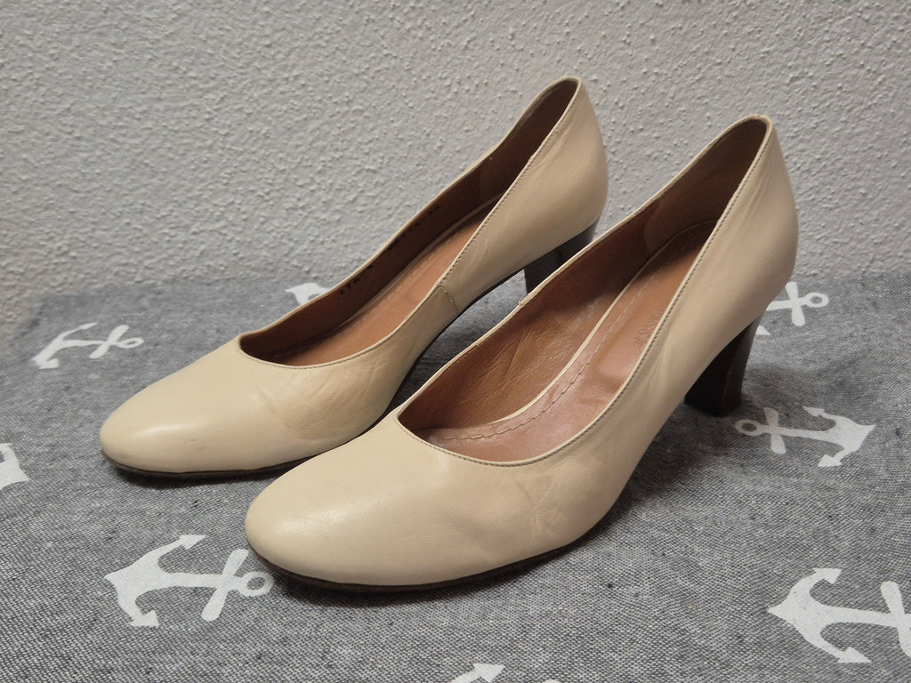 Lottusse Lederpumps, Beige, Gr. 38 – handgefertigt in Spanien, gebraucht