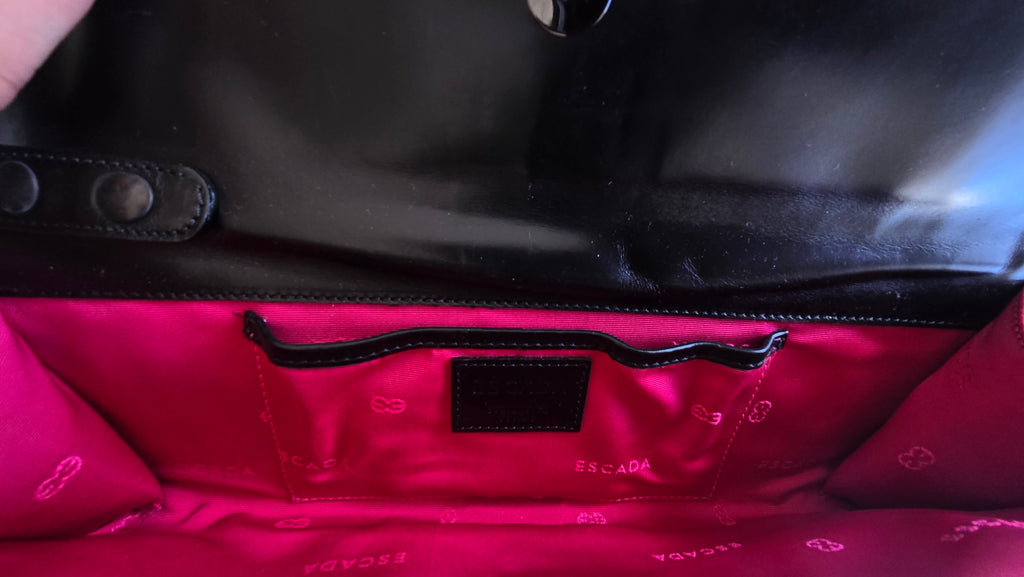 Escada Tweed & Lace Clutch – Schwarz/Weiß, abnehmbare Handschlaufe, wie neu