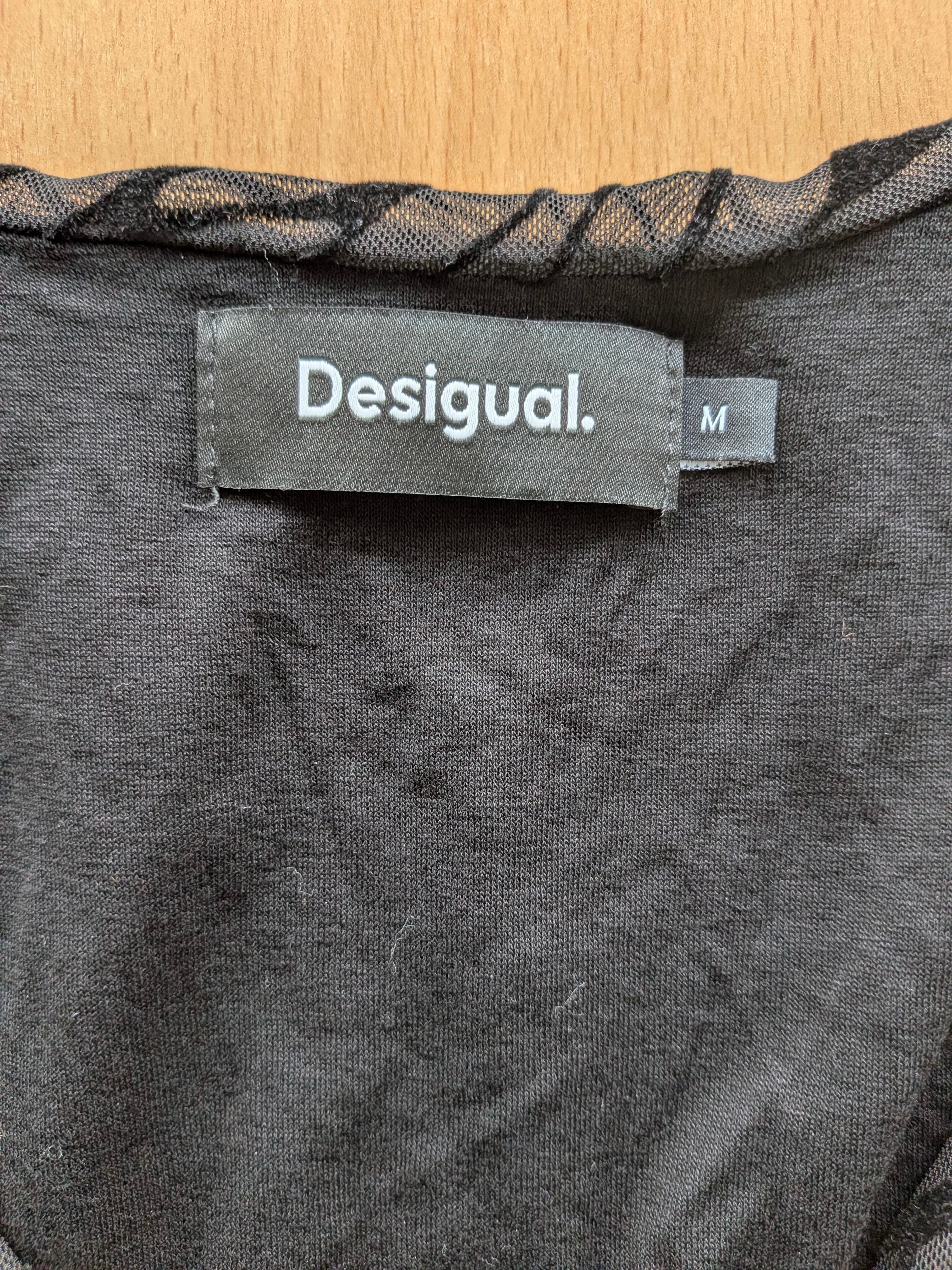 Desigual Zebra Mesh Bodysuit – Black, Size M, Very Good Condition