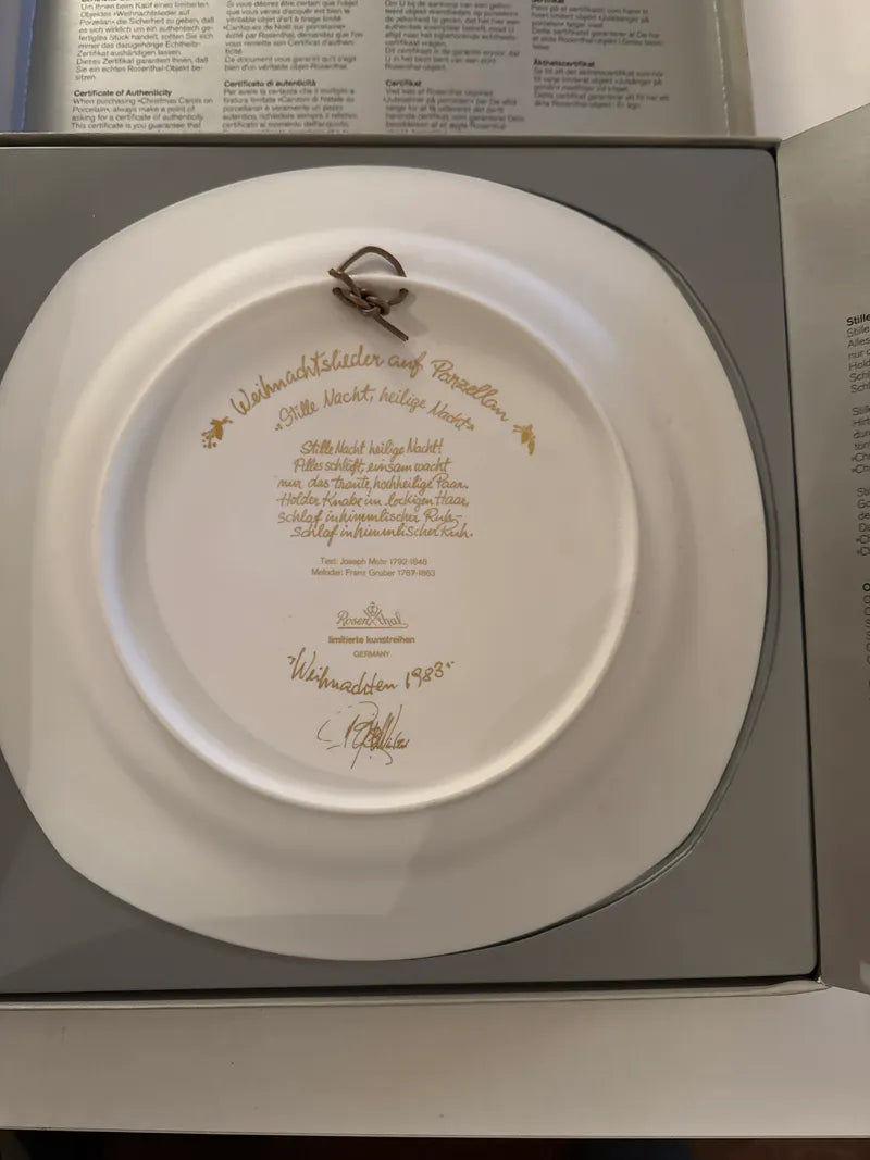 Rosenthal Christmas Song Plate “Silent Night” by Björn Wiinblad w/ Box Mint