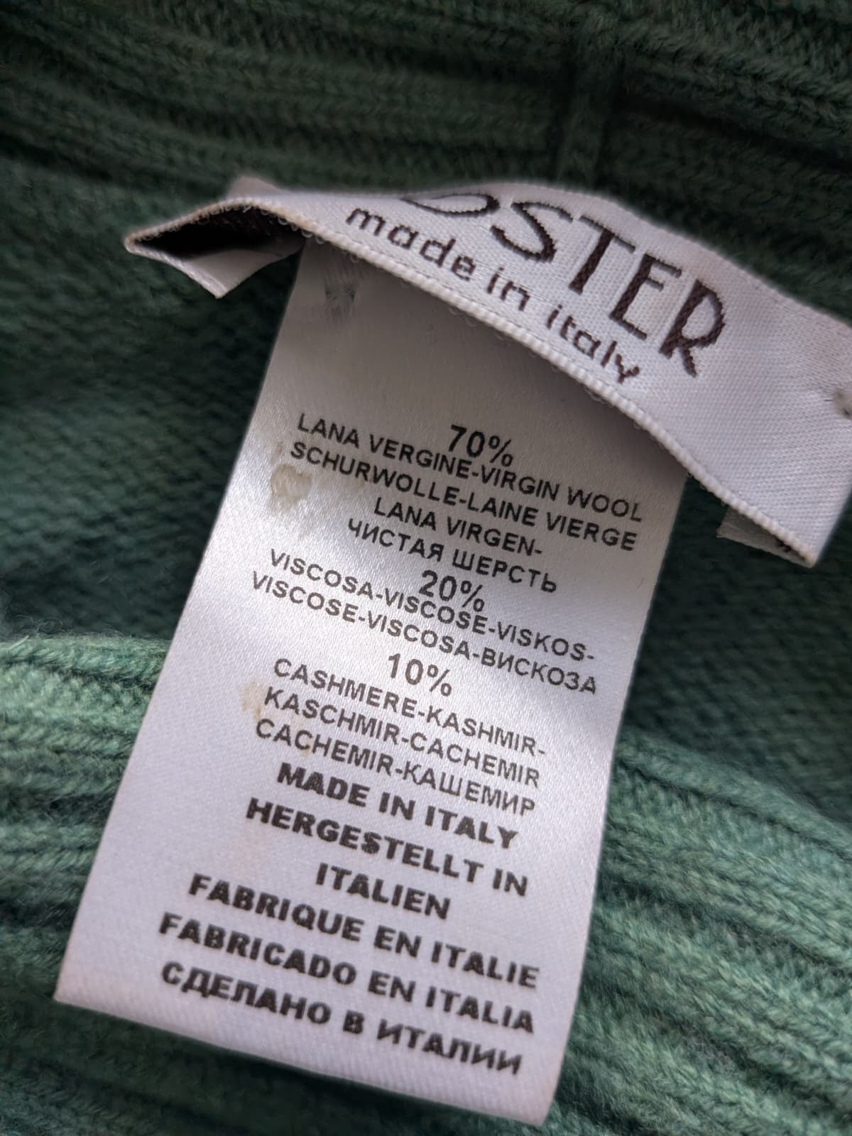 Poster Cowl-Neck Pullover, Italien, Wolle-Kaschmir, Salbeigrün, Gr. XX, Sehr Gut
