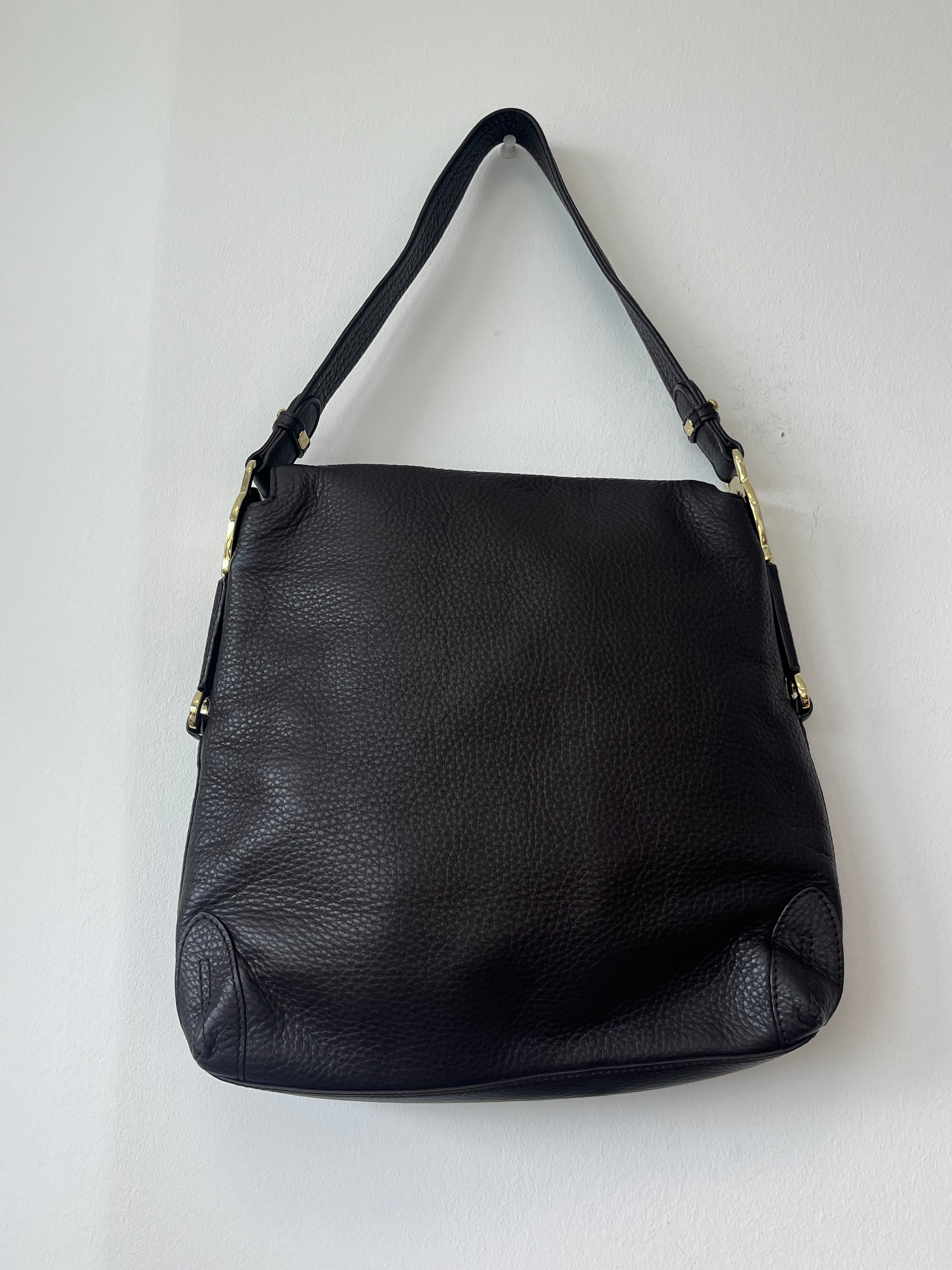 Aigner Lana Shoulder Bag, Espresso Brown Pebbled Leather, Very Good Condition