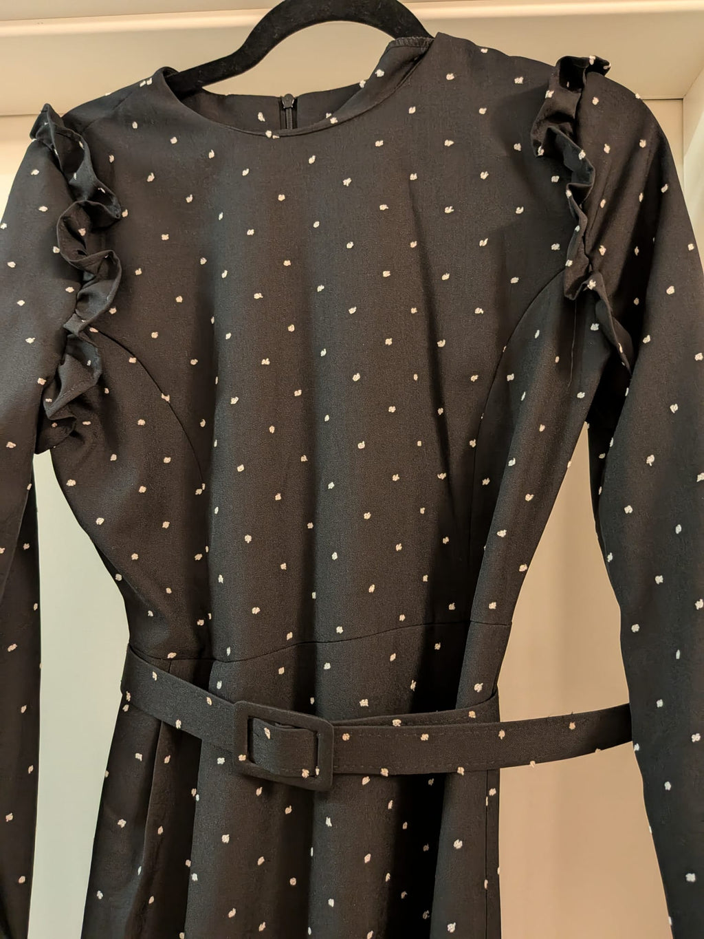 Rumelia Black Polka Dot Midi Dress, Size 38, Very Good Condition