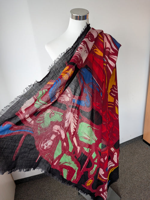Balenciaga x Sadao Watanabe Schal 100x100cm Wolle/Seide Multicolor Sehr Gut