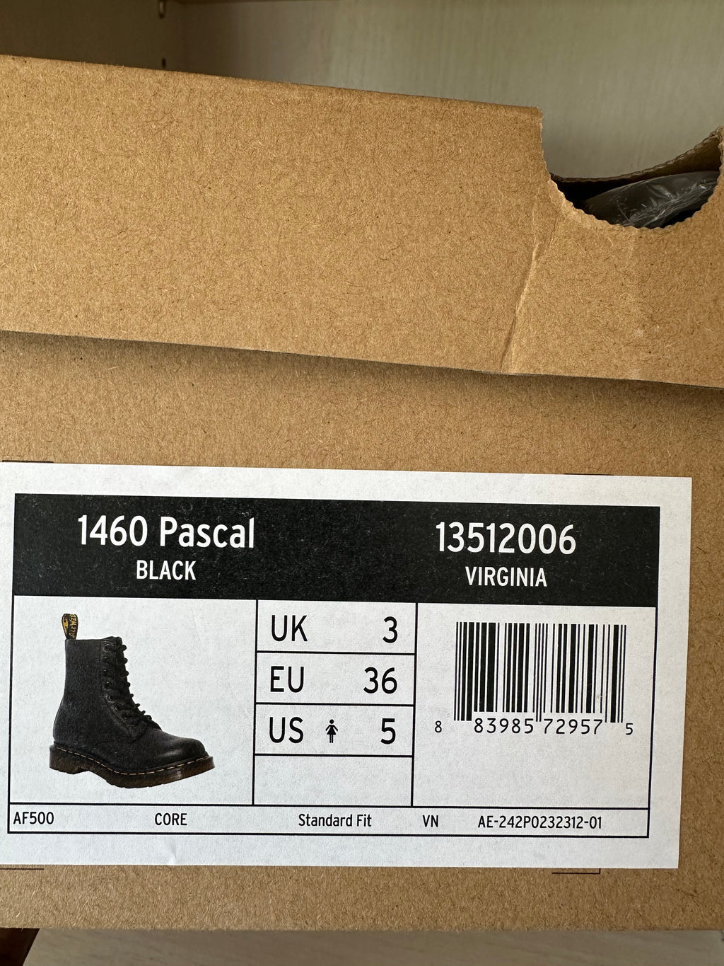 Dr. Martens 1460 Pascal Virginia Boots Black EU 36 Soft Leather Good Condition